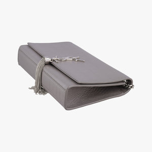 Pre-owned Yves Saint Laurent KATE Grey Leather 354119 shoulderbag | stylenewstar