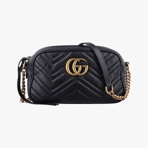 Pre-owned Gucci GG Marmont Black Leather 447632 shoulderbag | stylenewstar