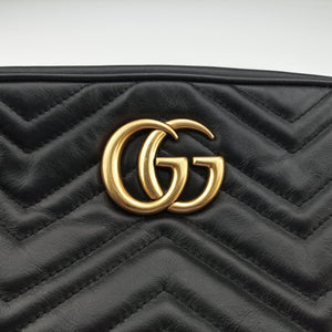 Pre-owned Gucci GG Marmont Black Leather 447632 shoulderbag | stylenewstar