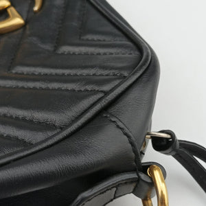 Pre-owned Gucci GG Marmont Black Leather 447632 shoulderbag | stylenewstar