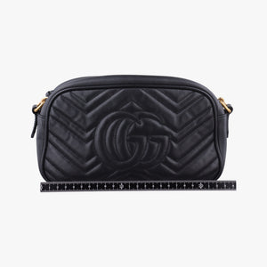 Pre-owned Gucci GG Marmont Black Leather 447632 shoulderbag | stylenewstar