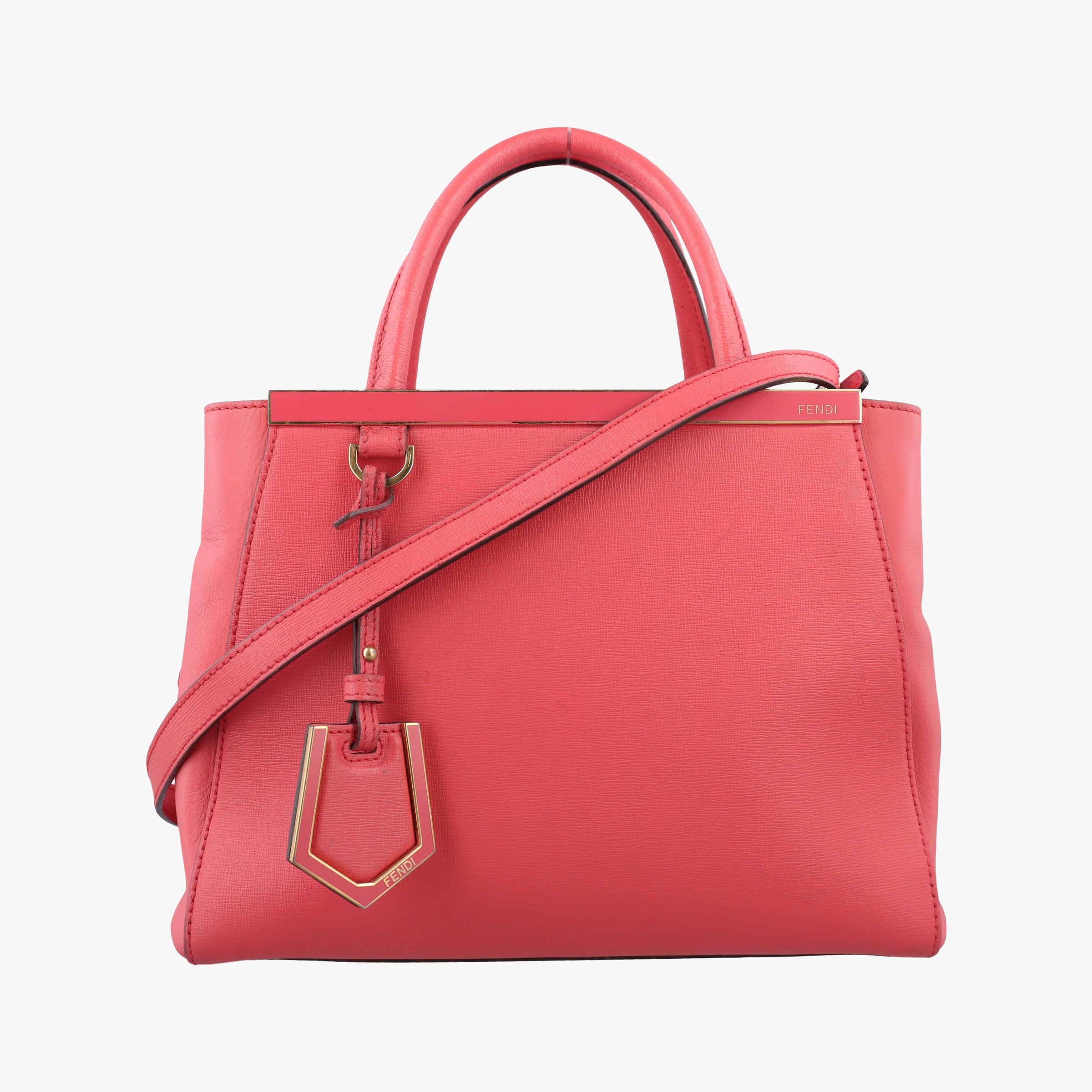 Pre-owned Fendi Petite 2 JOURS pink Leather 8BH253 shoulderbag | stylenewstar
