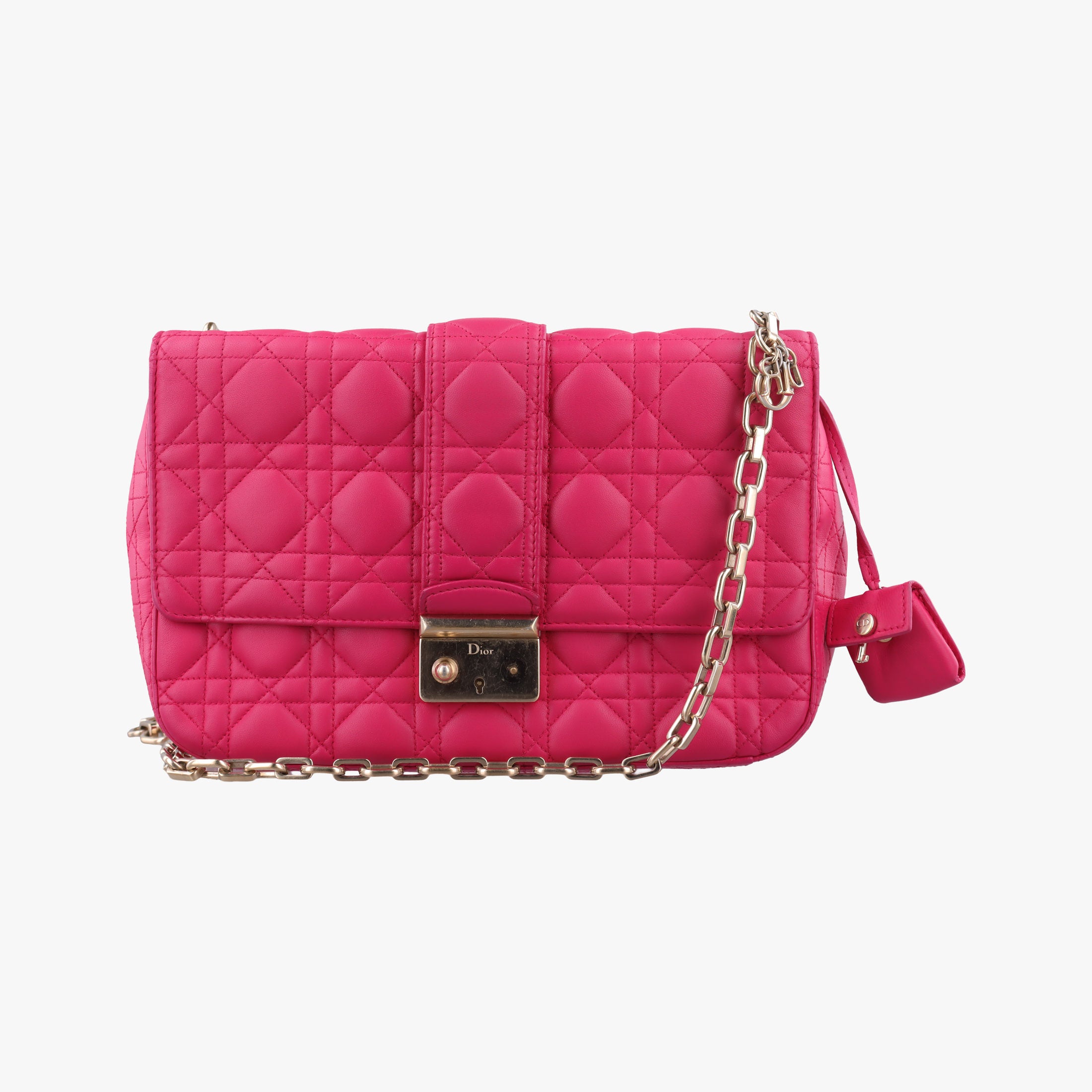 Pre-owned Christian Dior Miss Dior CANNAGE New Lock Pink lambskin  shoulderbag | stylenewstar