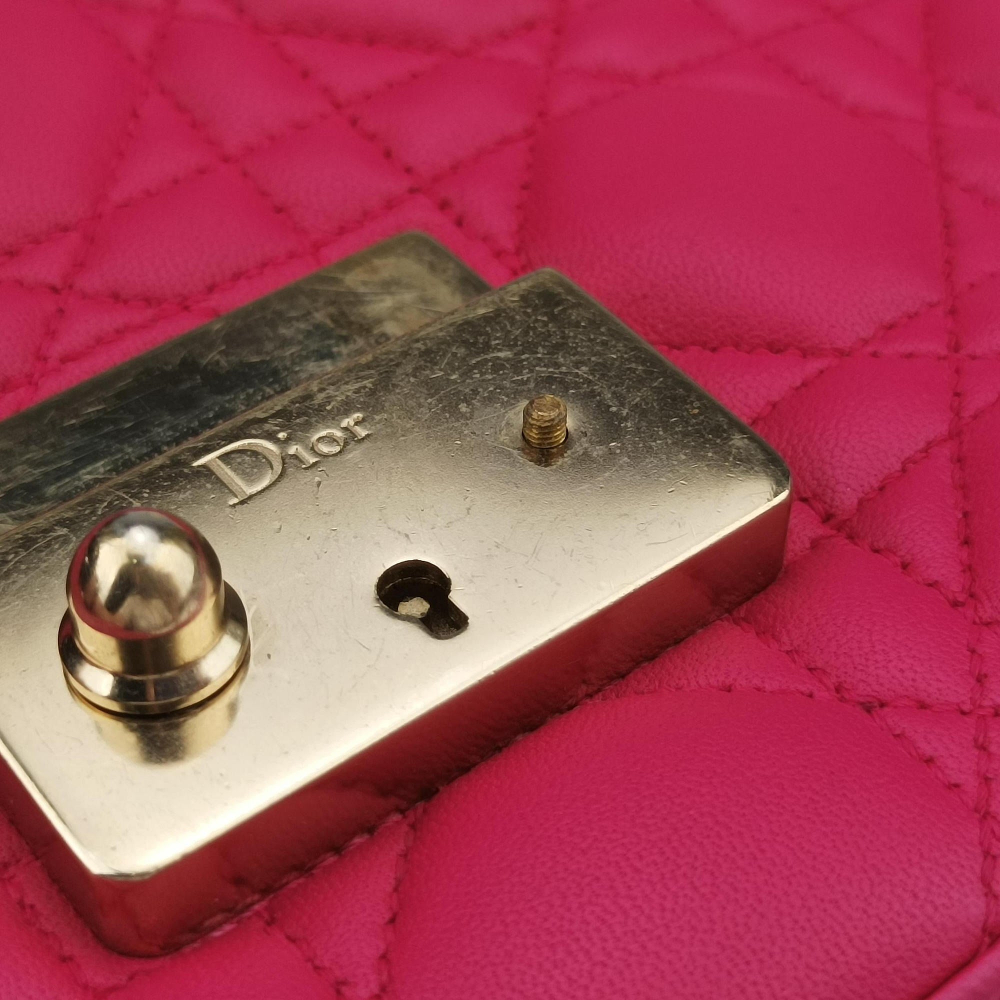 Pre-owned Christian Dior Miss Dior CANNAGE New Lock Pink lambskin  shoulderbag | stylenewstar