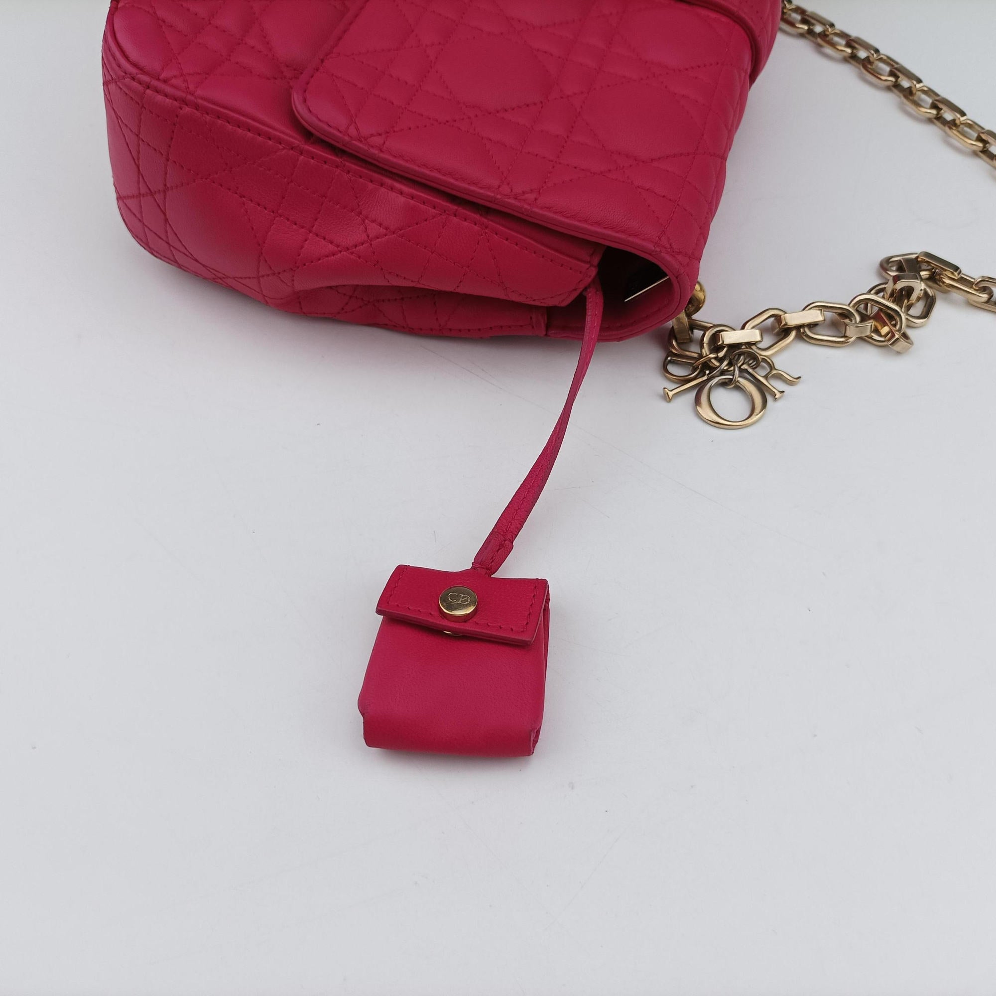 Pre-owned Christian Dior Miss Dior CANNAGE New Lock Pink lambskin  shoulderbag | stylenewstar