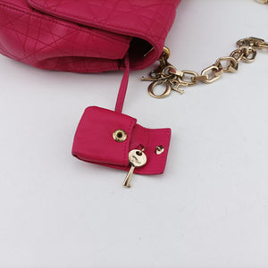 Pre-owned Christian Dior Miss Dior CANNAGE New Lock Pink lambskin  shoulderbag | stylenewstar