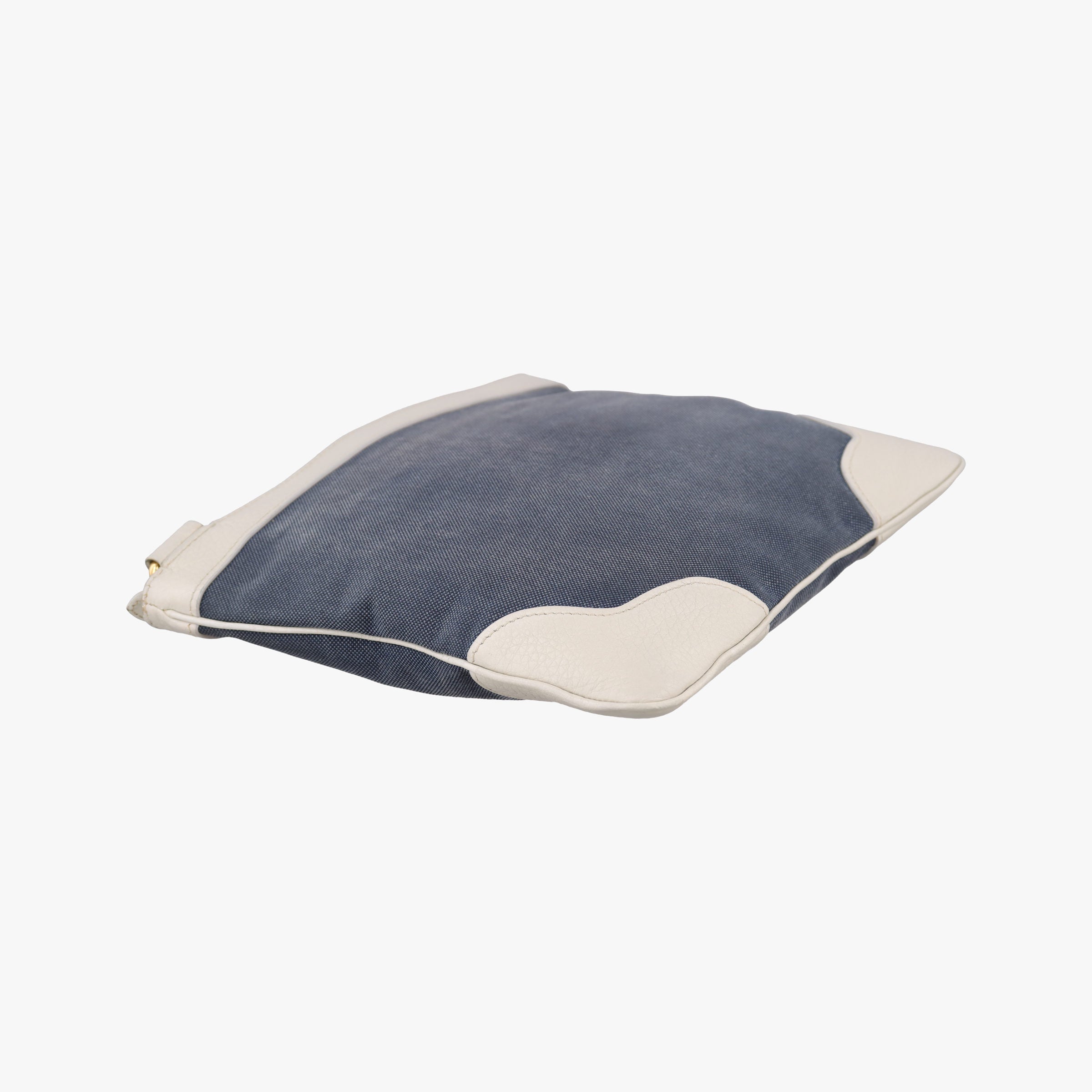 Pre-owned Prada Canapa logo jacquard Navy × white Canvas × leather BT867A shoulderbag | stylenewstar