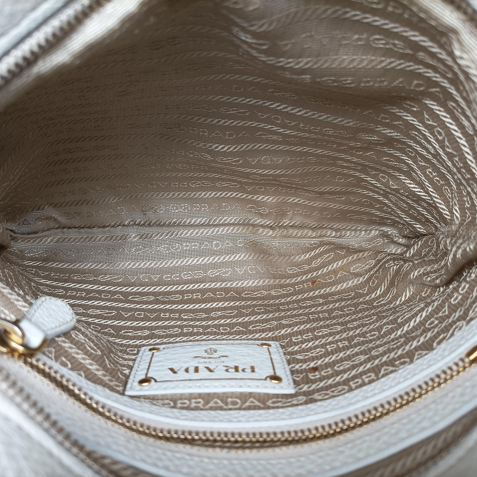 Pre-owned Prada Canapa logo jacquard Navy × white Canvas × leather BT867A shoulderbag | stylenewstar