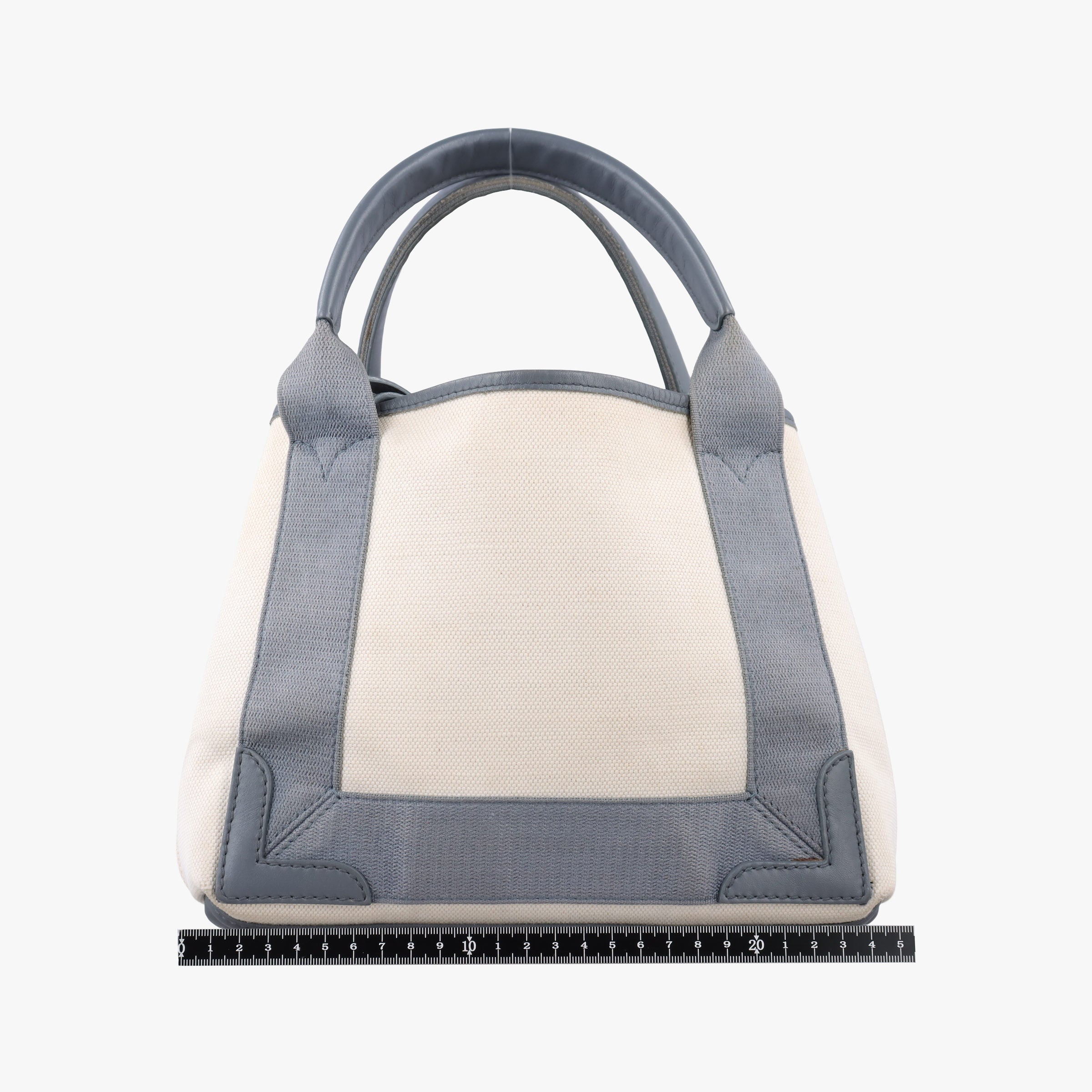 Pre-owned Balenciaga Navy Cabas XS Ivory × Gray Canvas x Leather  handbag | stylenewstar