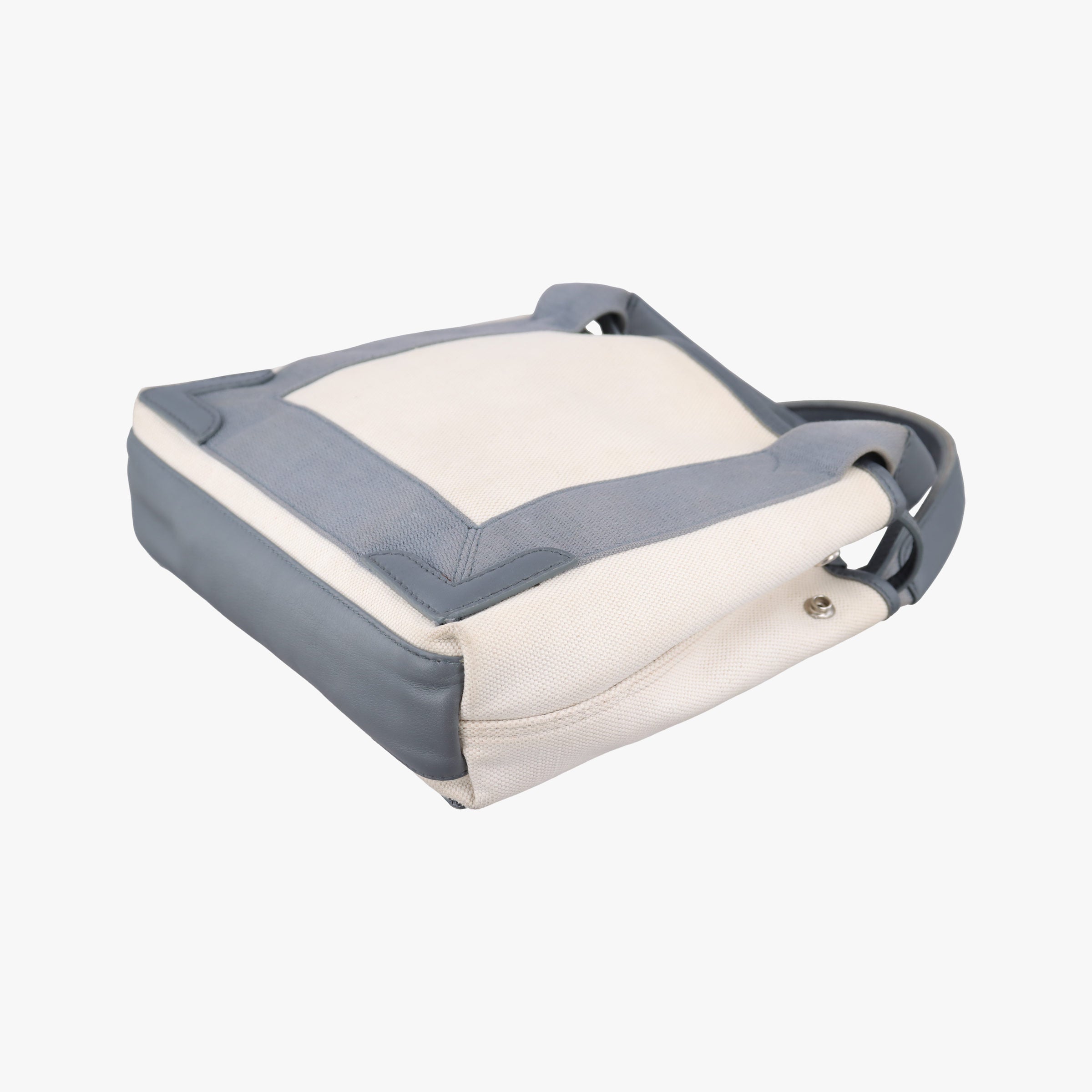Pre-owned Balenciaga Navy Cabas XS Ivory × Gray Canvas x Leather  handbag | stylenewstar