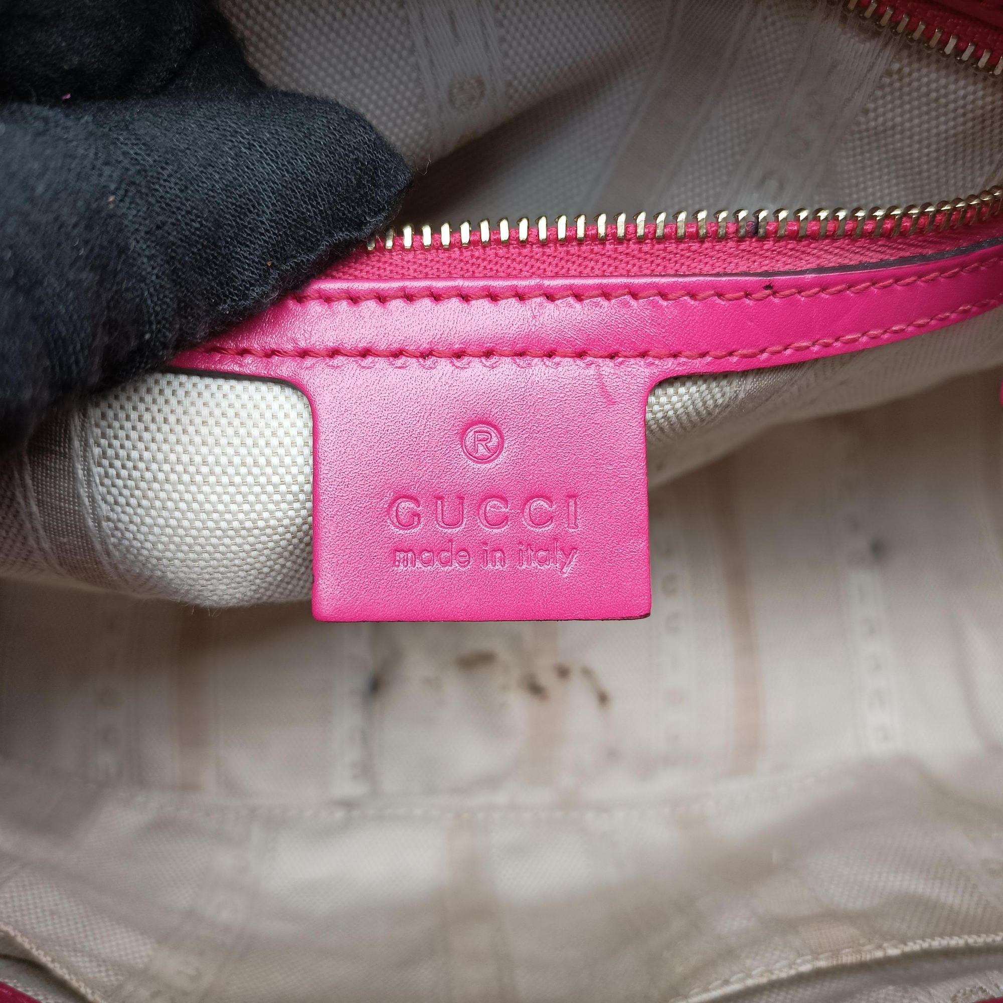 Secondhand Gucci Bright Diamante Rose Leather 354224 shoulderbag | stylenewstar