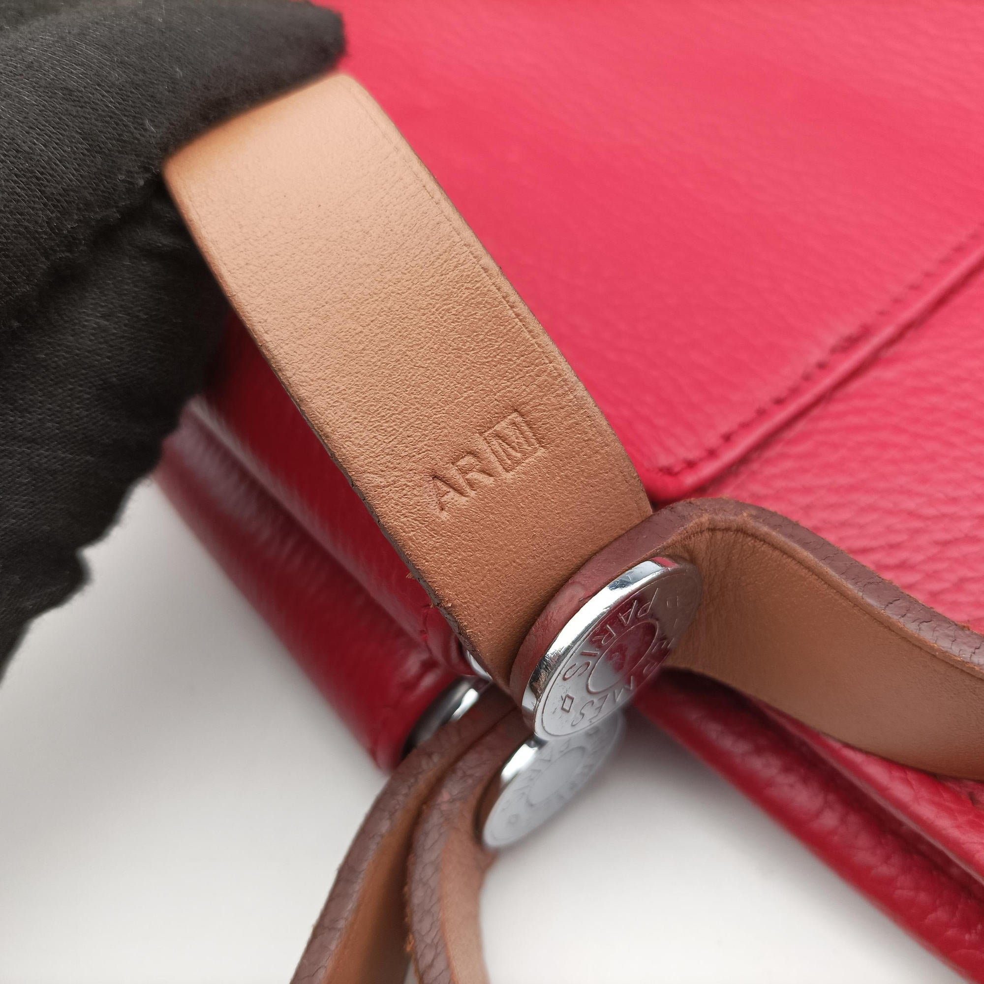 Pre-owned Hermes Cabag Elan Red Togo leather  handbag | stylenewstar