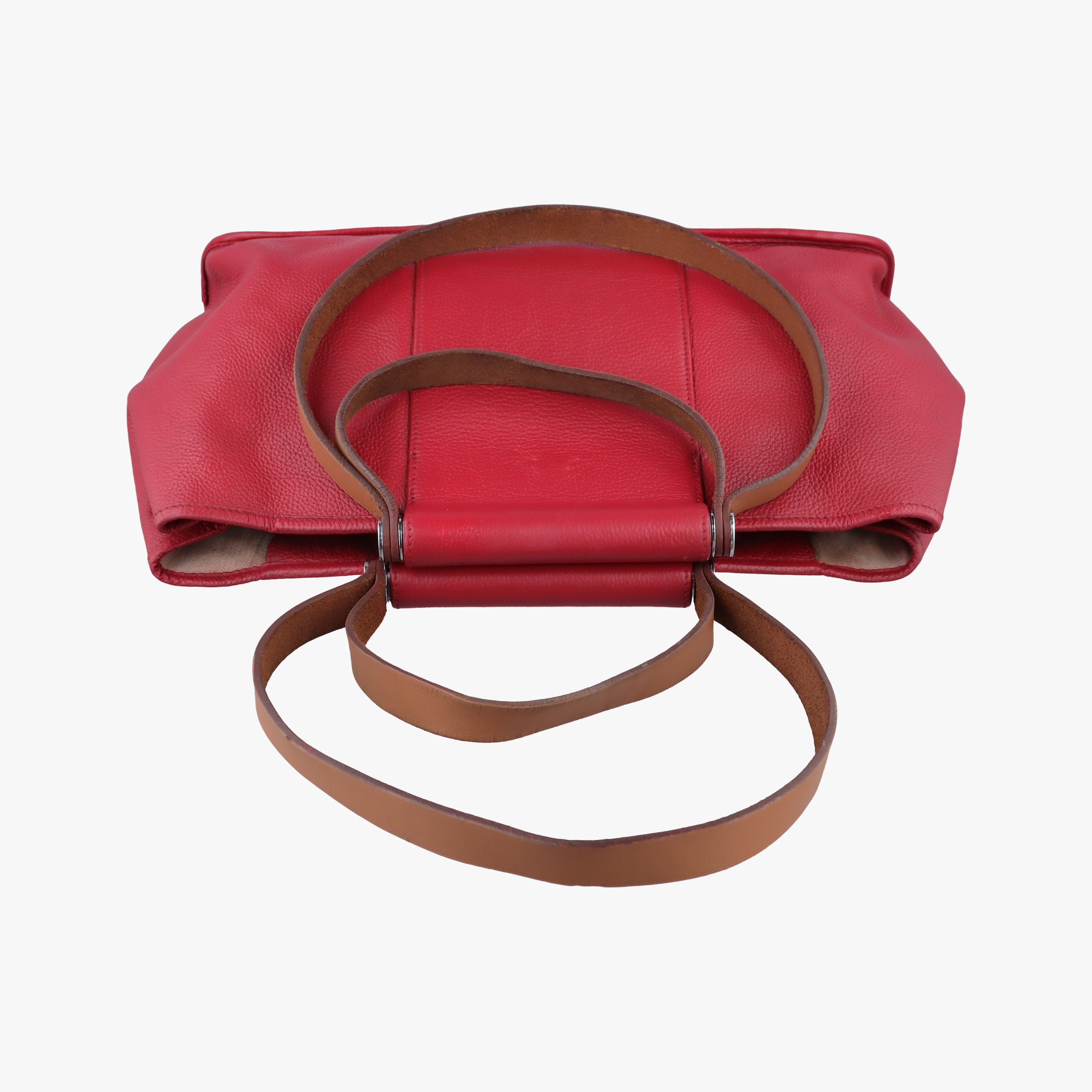 Pre-owned Hermes Cabag Elan Red Togo leather  handbag | stylenewstar