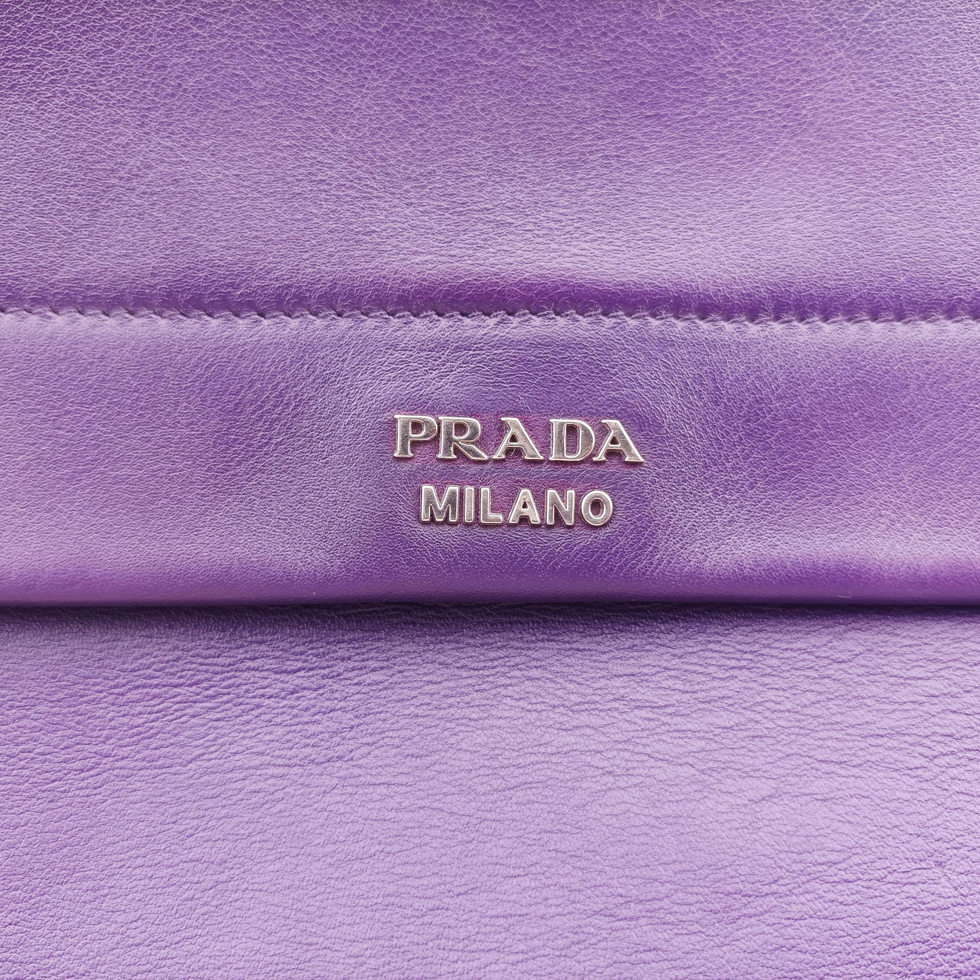 Vintage Prada Double flap chain Purple Leather  shoulderbag | stylenewstar