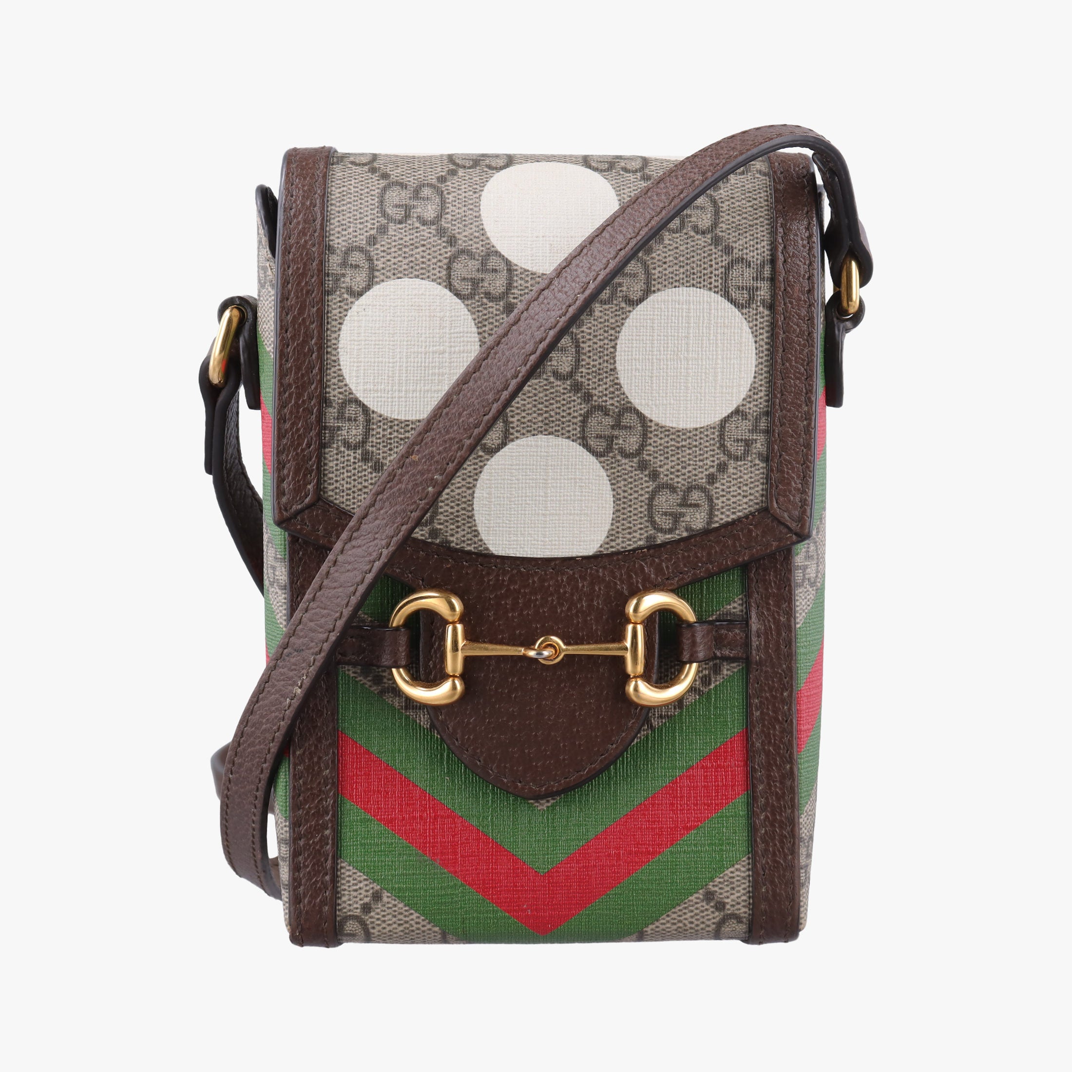 Secondhand Gucci Horsebit 1955 beige×Multicolour PVC coated canvas 625615 shoulderbag | stylenewstar