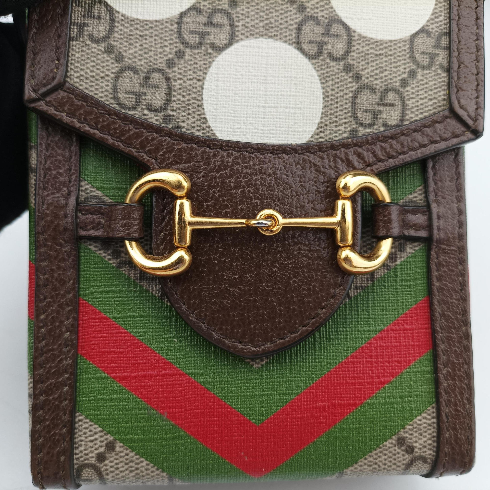 Secondhand Gucci Horsebit 1955 beige×Multicolour PVC coated canvas 625615 shoulderbag | stylenewstar