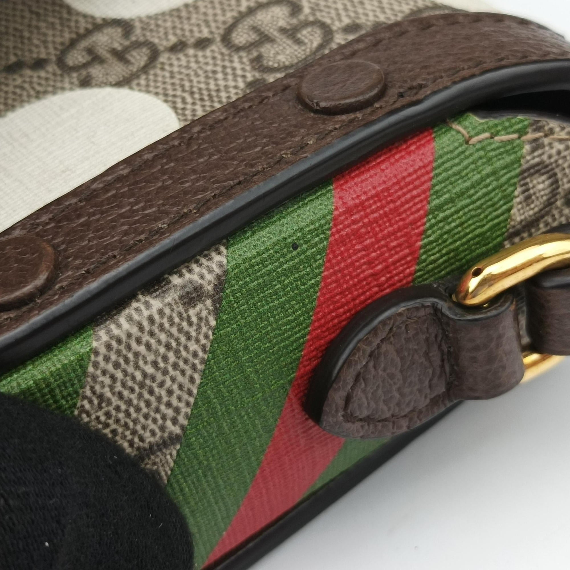Secondhand Gucci Horsebit 1955 beige×Multicolour PVC coated canvas 625615 shoulderbag | stylenewstar