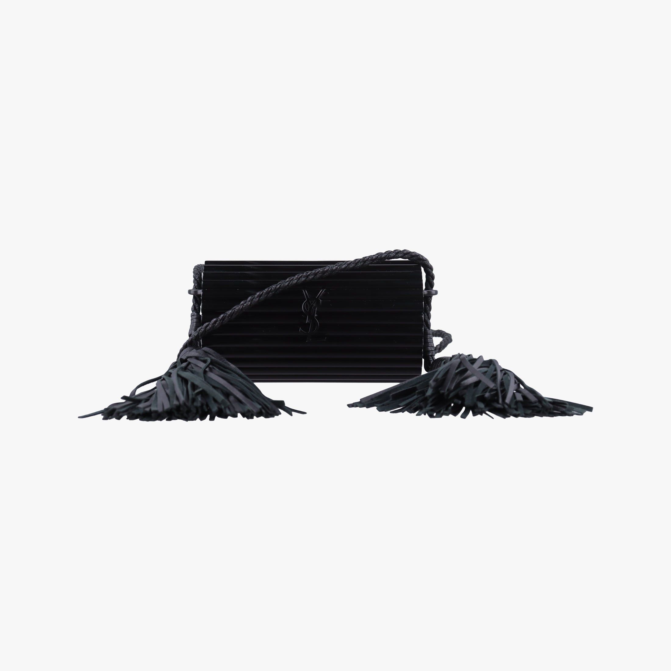 Pre-owned Yves Saint Laurent Fringe Monogram Opium Box Black Plexiglass 418593 shoulderbag | stylenewstar