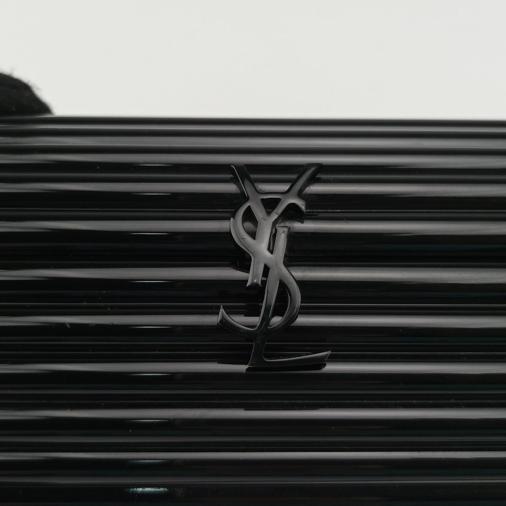 Pre-owned Yves Saint Laurent Fringe Monogram Opium Box Black Plexiglass 418593 shoulderbag | stylenewstar