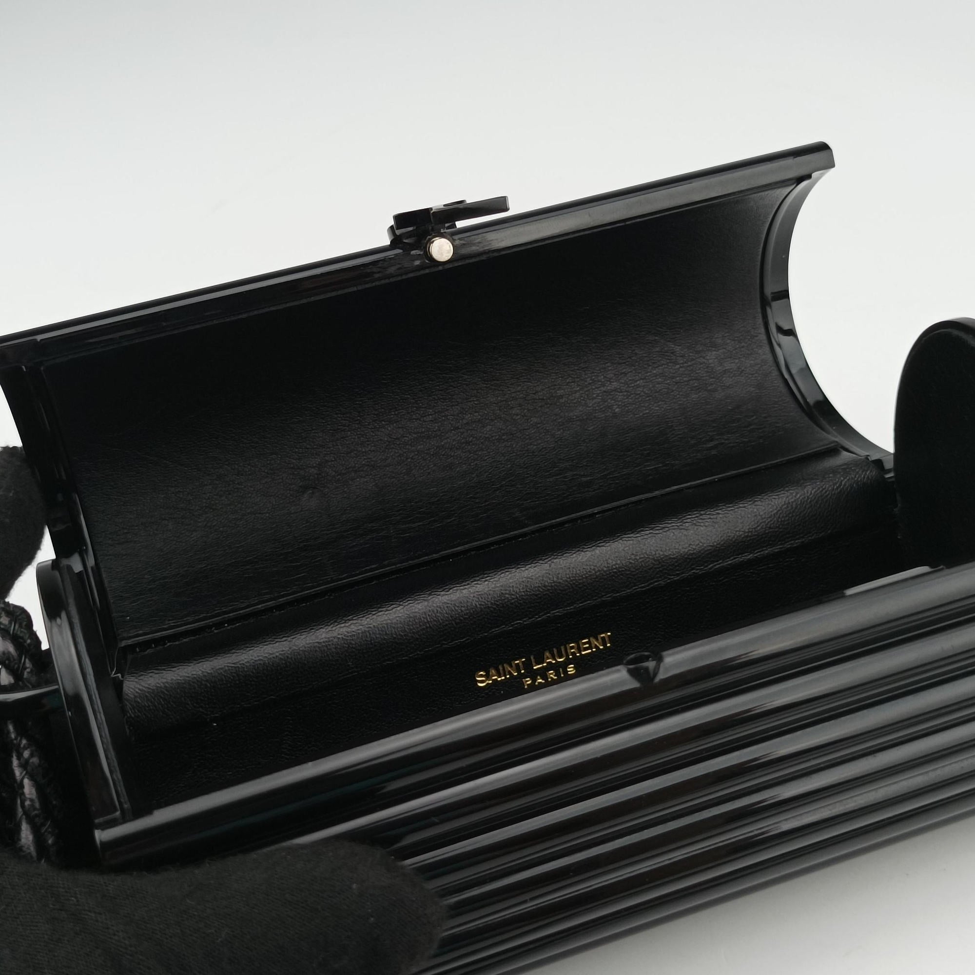 Pre-owned Yves Saint Laurent Fringe Monogram Opium Box Black Plexiglass 418593 shoulderbag | stylenewstar