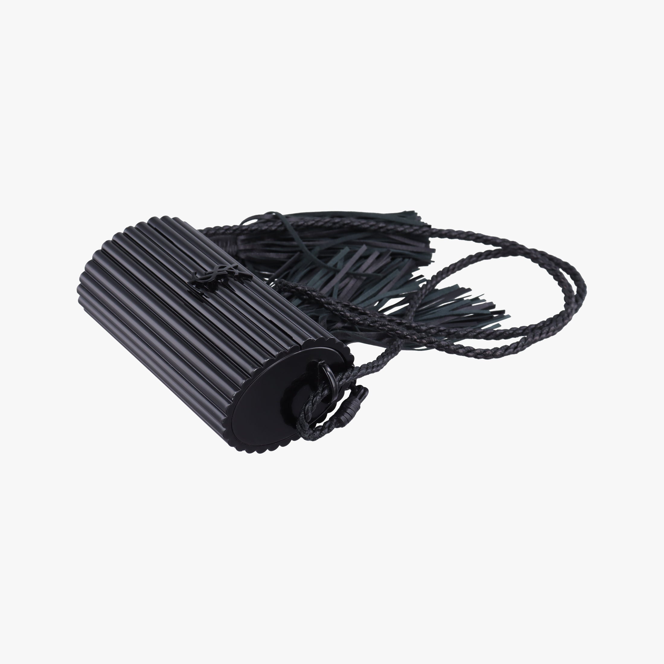 Pre-owned Yves Saint Laurent Fringe Monogram Opium Box Black Plexiglass 418593 shoulderbag | stylenewstar