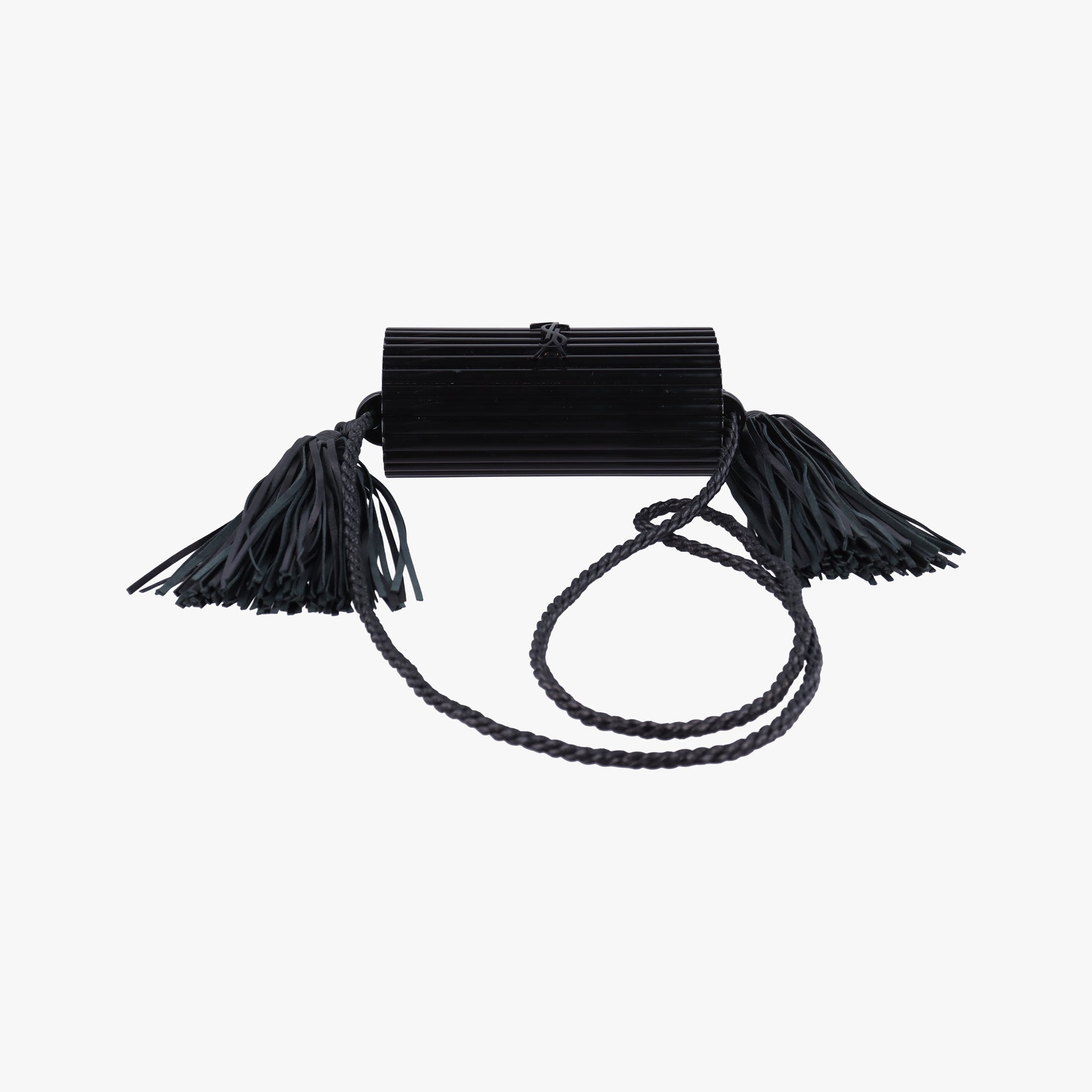Pre-owned Yves Saint Laurent Fringe Monogram Opium Box Black Plexiglass 418593 shoulderbag | stylenewstar