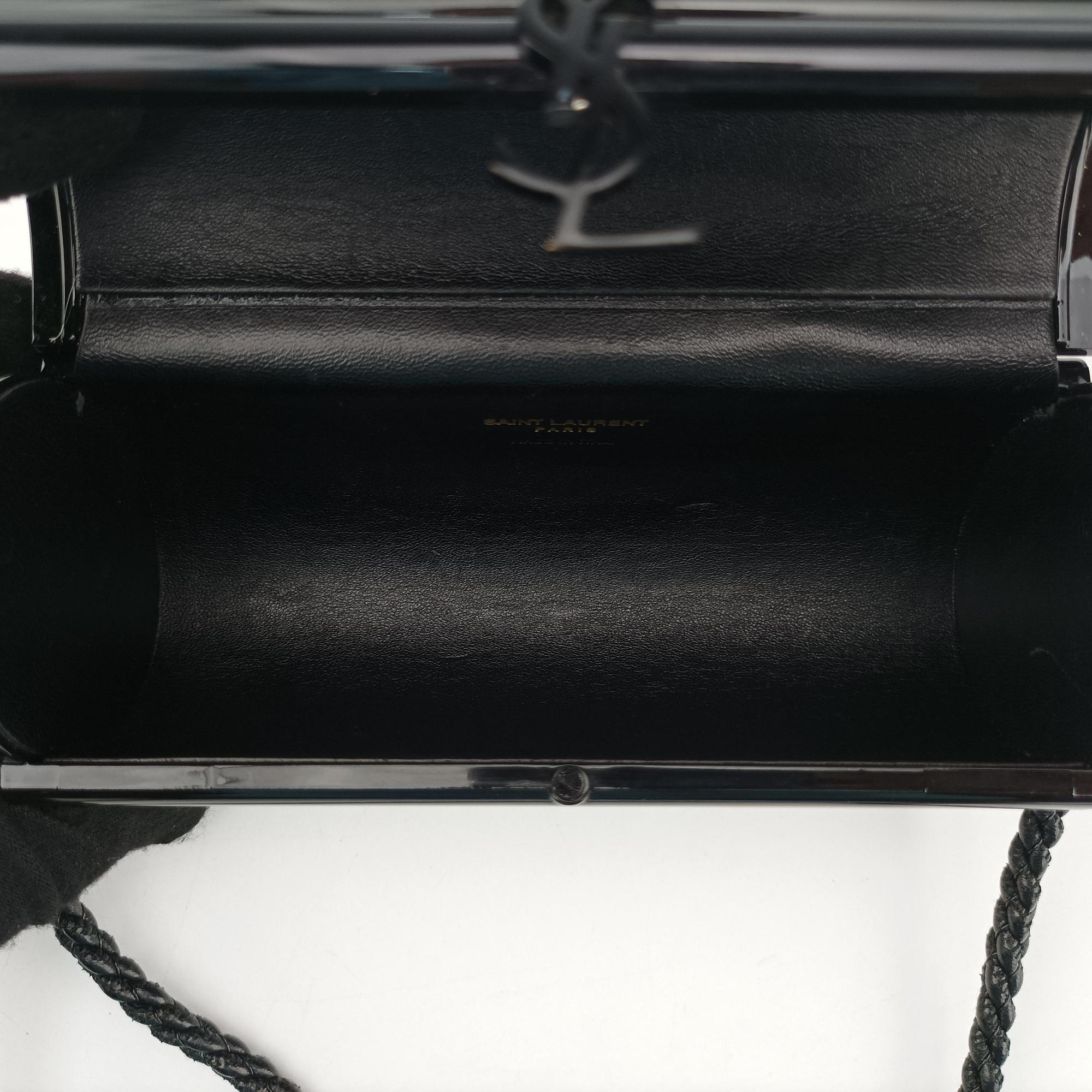 Pre-owned Yves Saint Laurent Fringe Monogram Opium Box Black Plexiglass 418593 shoulderbag | stylenewstar