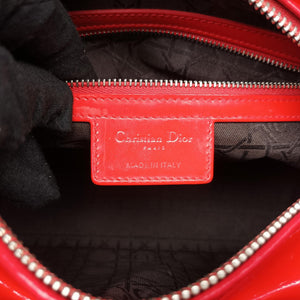 Pre-owned Christian Dior Lady Dior Red patent  shoulderbag | stylenewstar