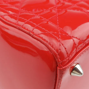 Pre-owned Christian Dior Lady Dior Red patent  shoulderbag | stylenewstar