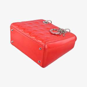 Pre-owned Christian Dior Lady Dior Red patent  shoulderbag | stylenewstar