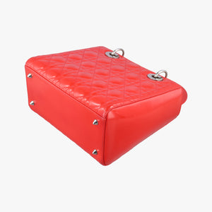 Pre-owned Christian Dior Lady Dior Red patent  shoulderbag | stylenewstar