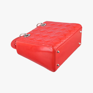 Pre-owned Christian Dior Lady Dior Red patent  shoulderbag | stylenewstar