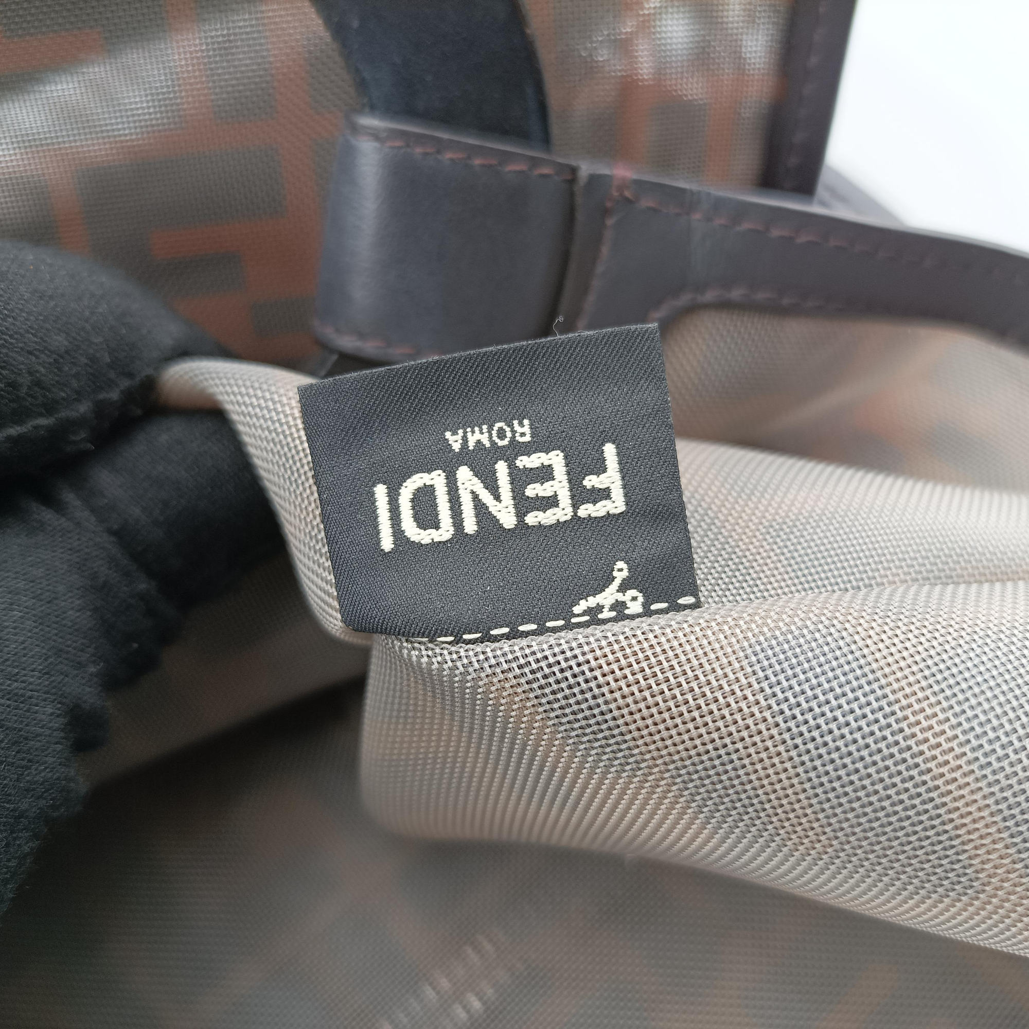 Secondhand Fendi Zucca pattern Brown mesh×Calf Leather 8BH351 shoulderbag | stylenewstar