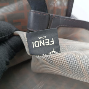 Secondhand Fendi Zucca pattern Brown mesh×Calf Leather 8BH351 shoulderbag | stylenewstar