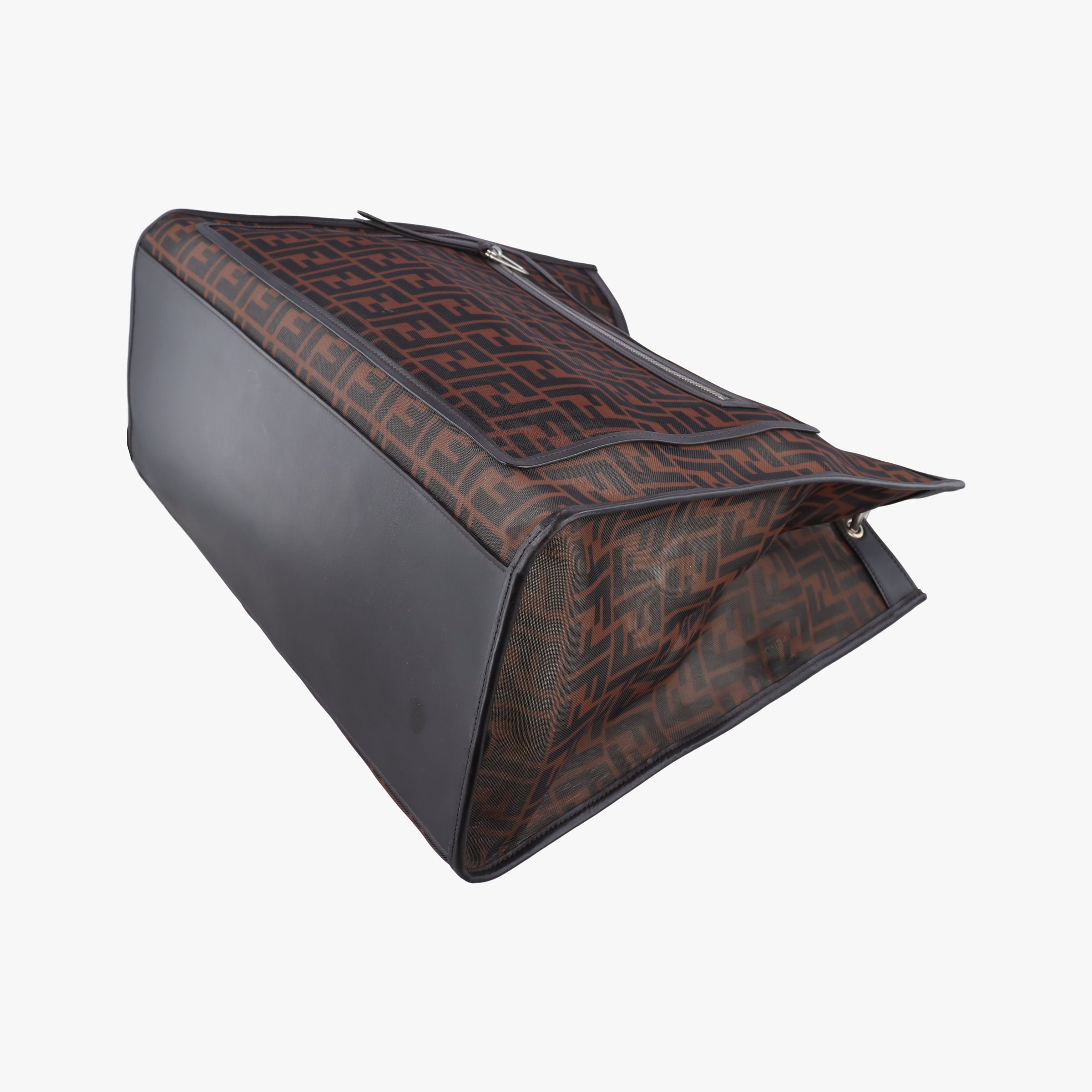 Secondhand Fendi Zucca pattern Brown mesh×Calf Leather 8BH351 shoulderbag | stylenewstar