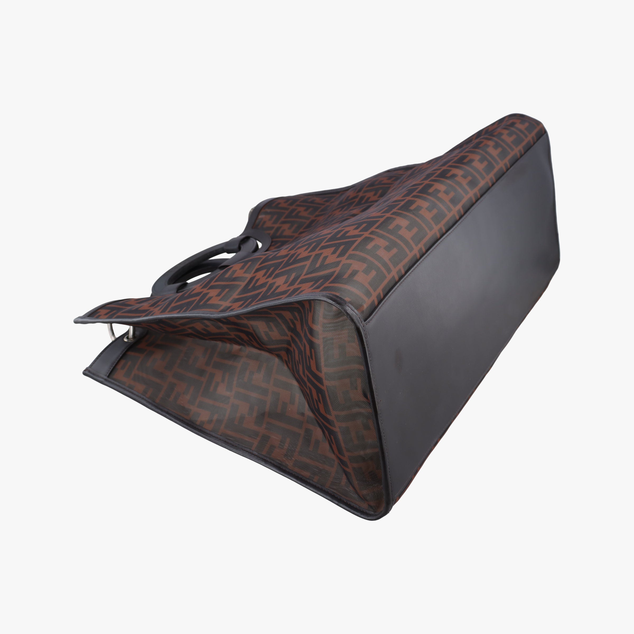 Secondhand Fendi Zucca pattern Brown mesh×Calf Leather 8BH351 shoulderbag | stylenewstar