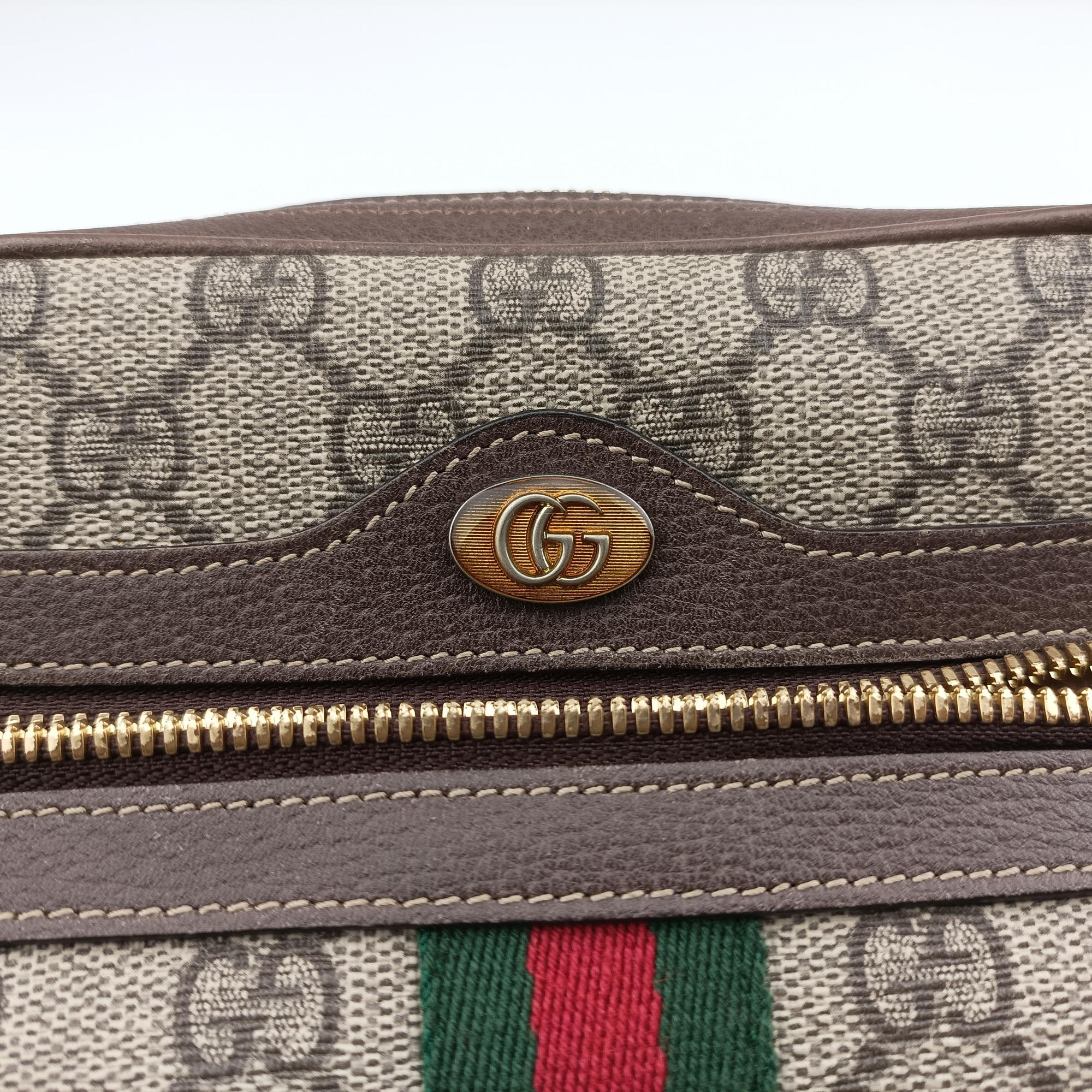 Pre-owned Gucci Ophidia Brown PVC coated canvas 517076 bum bag/waist bag | stylenewstar