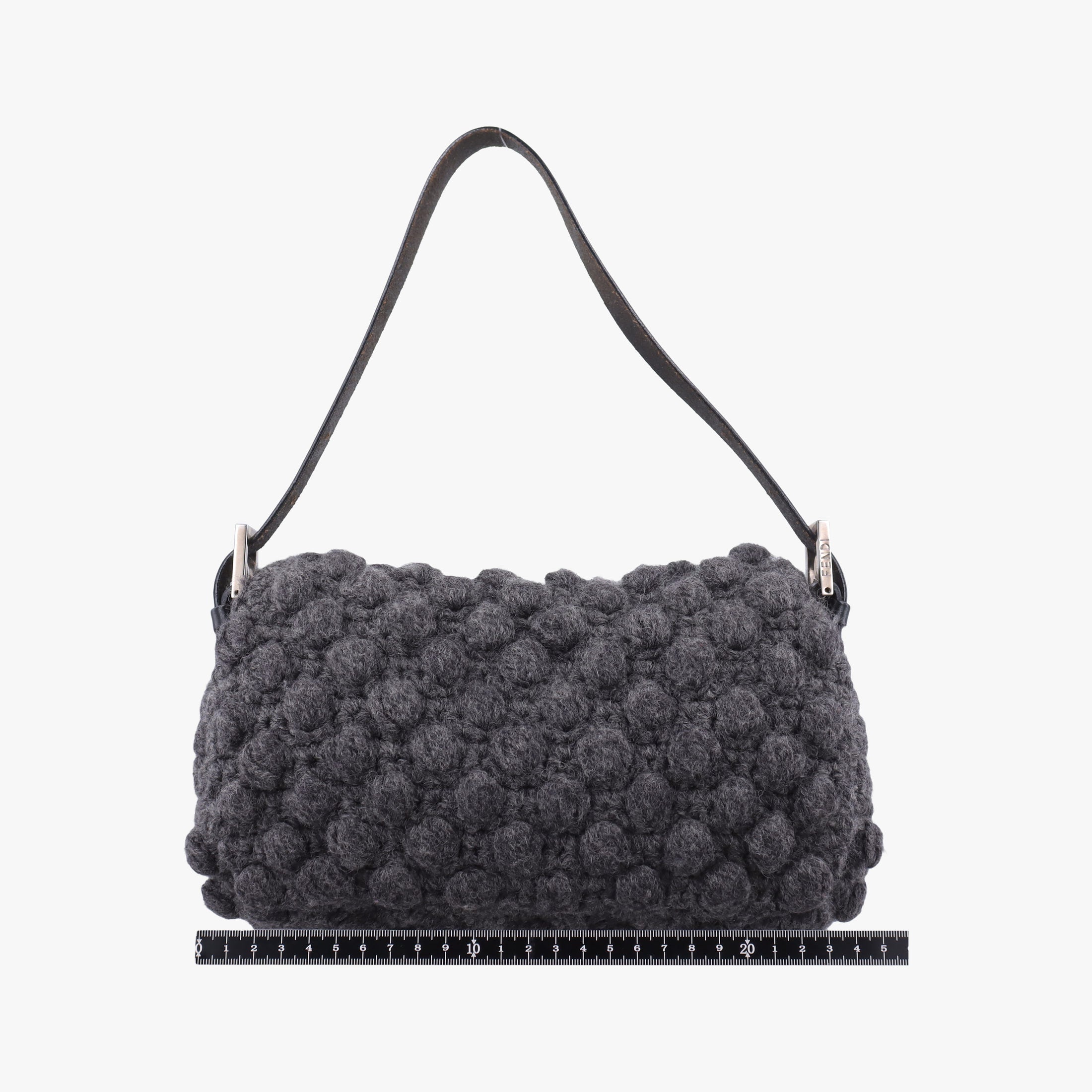 Pre-owned Fendi Baguette Grey Wool × Leather 16 160 shoulderbag | stylenewstar