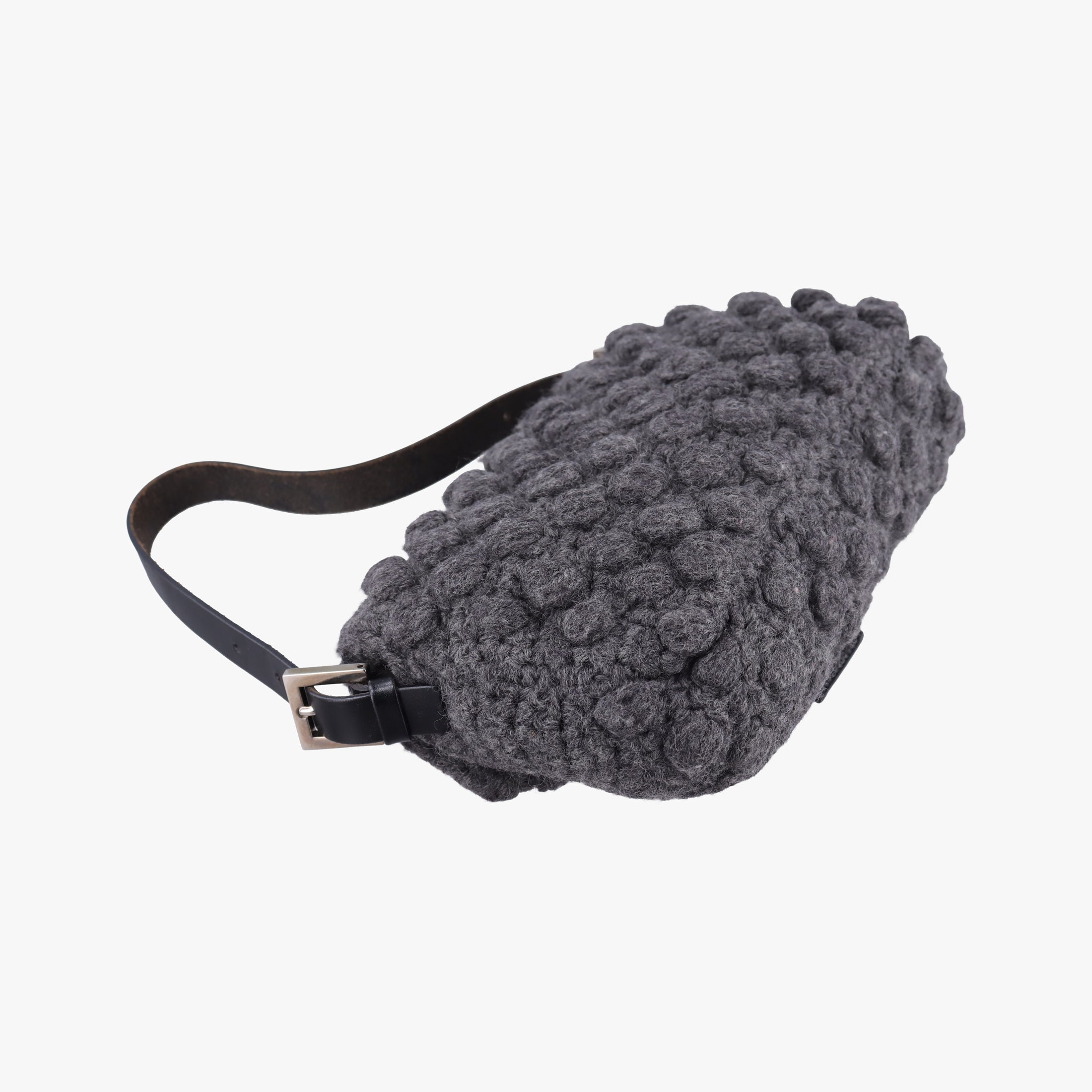 Pre-owned Fendi Baguette Grey Wool × Leather 16 160 shoulderbag | stylenewstar