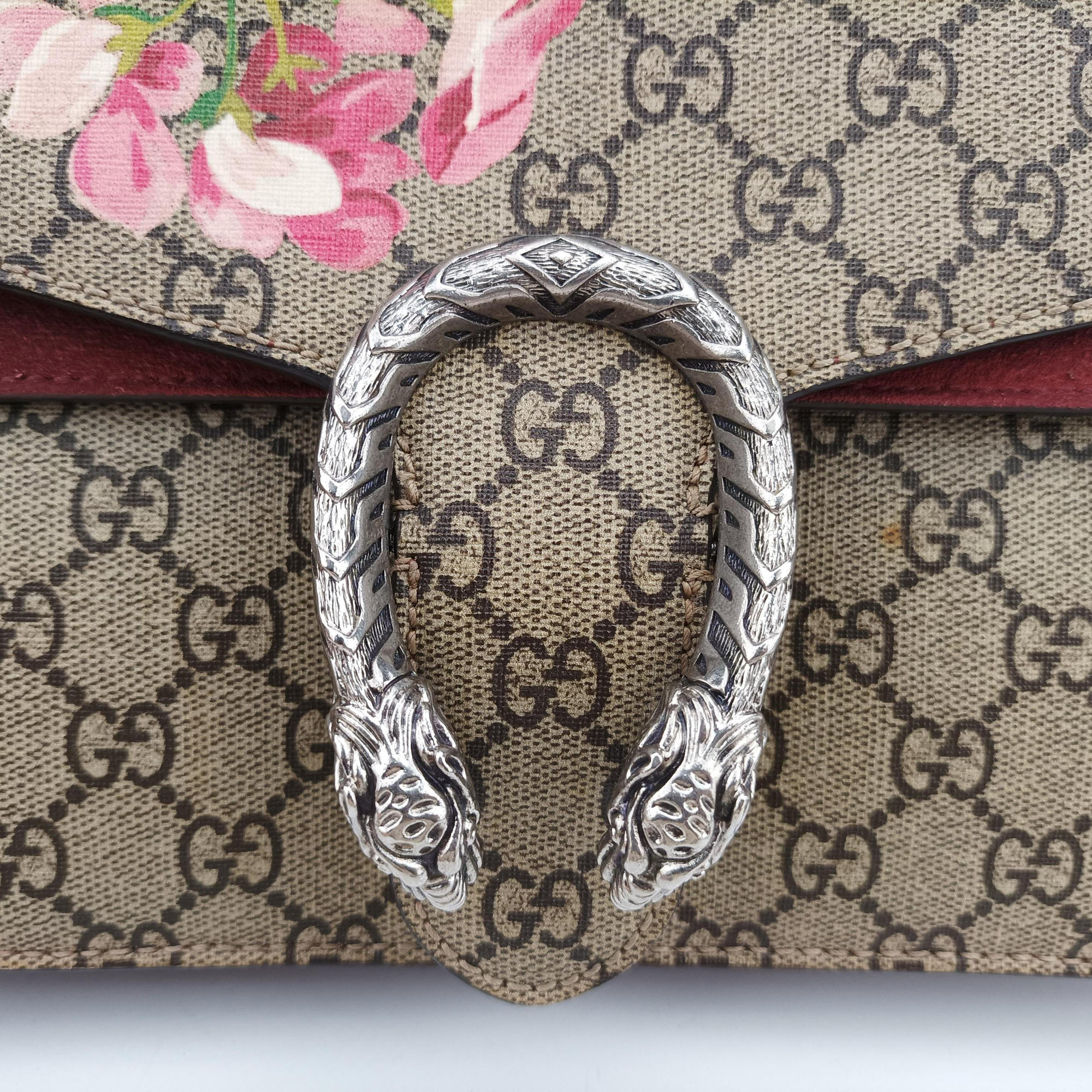 Pre-owned Gucci Dionysus beige×red×multi PVC coated canvas × suede 400249 shoulderbag | stylenewstar