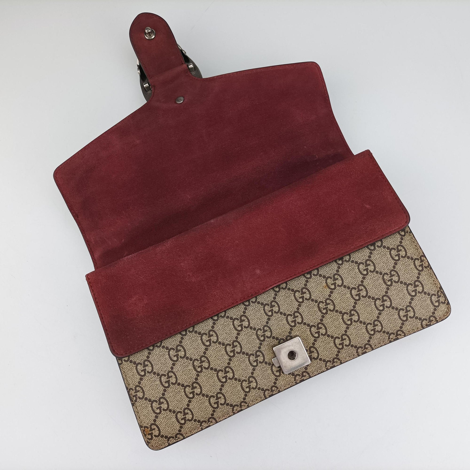 Pre-owned Gucci Dionysus beige×red×multi PVC coated canvas × suede 400249 shoulderbag | stylenewstar