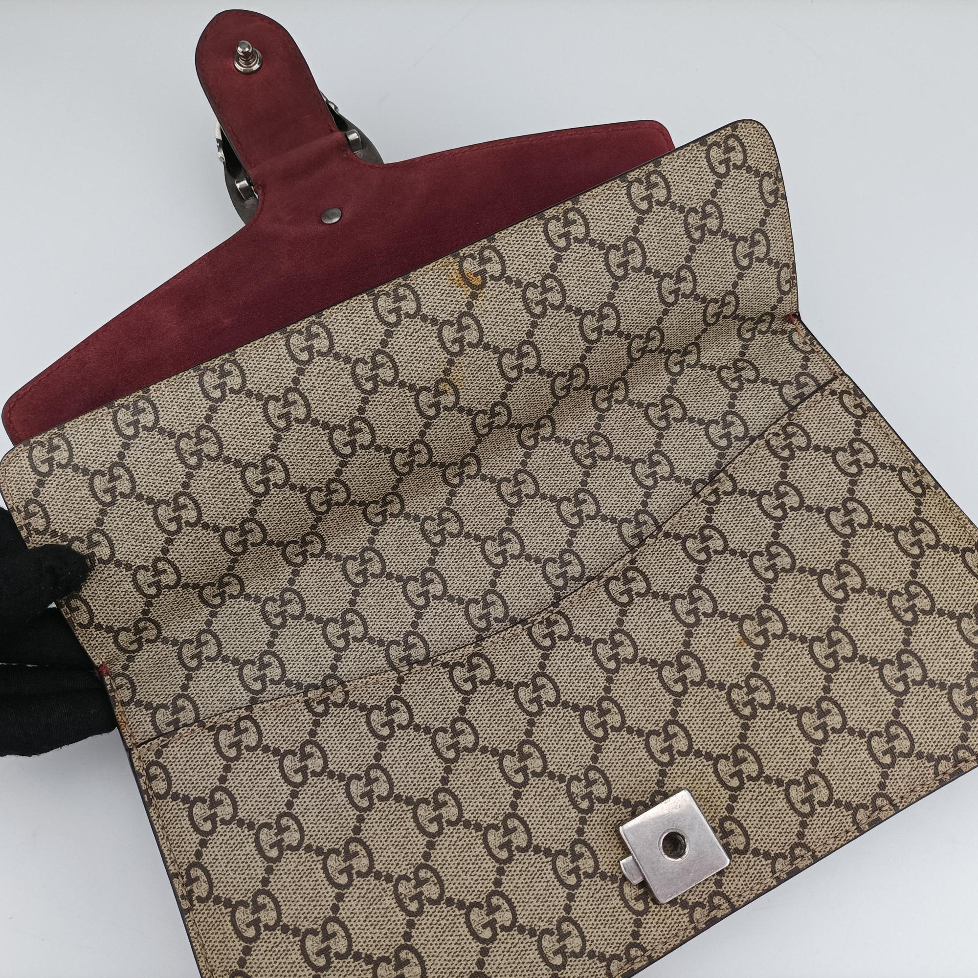 Pre-owned Gucci Dionysus beige×red×multi PVC coated canvas × suede 400249 shoulderbag | stylenewstar