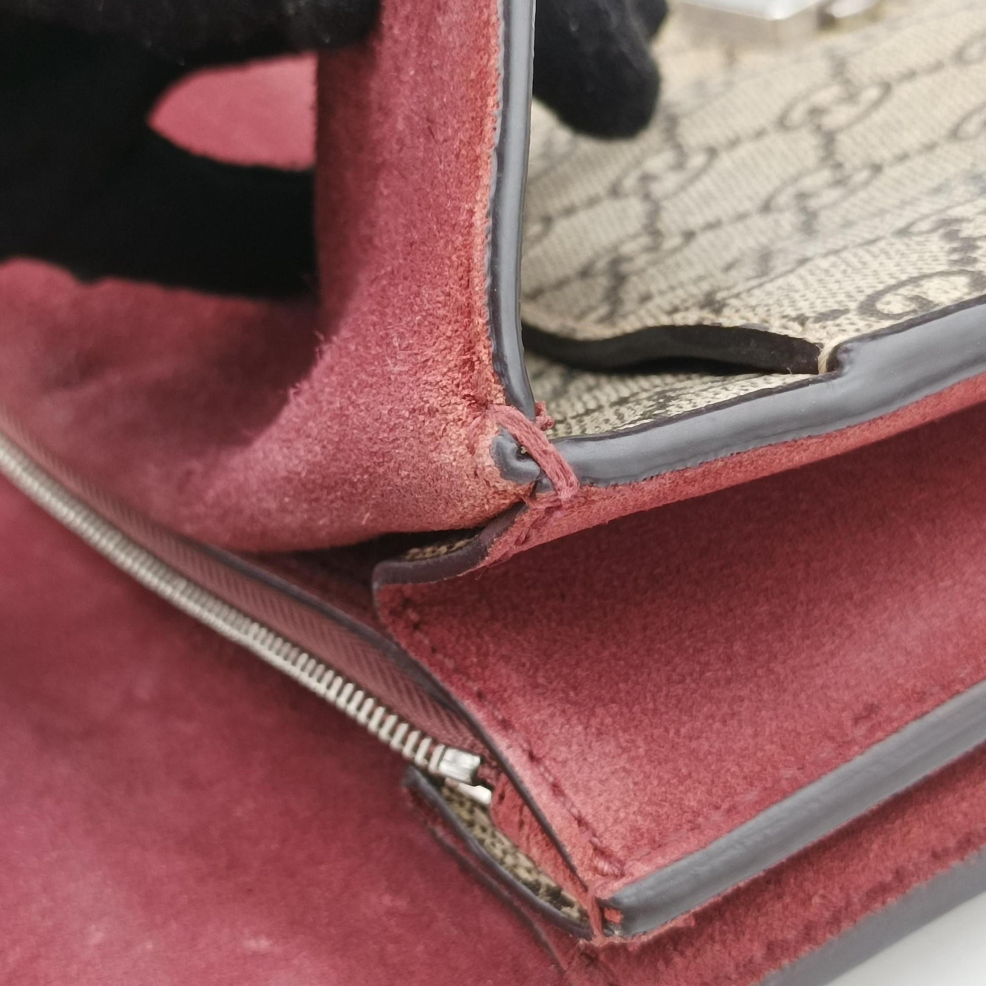 Pre-owned Gucci Dionysus beige×red×multi PVC coated canvas × suede 400249 shoulderbag | stylenewstar