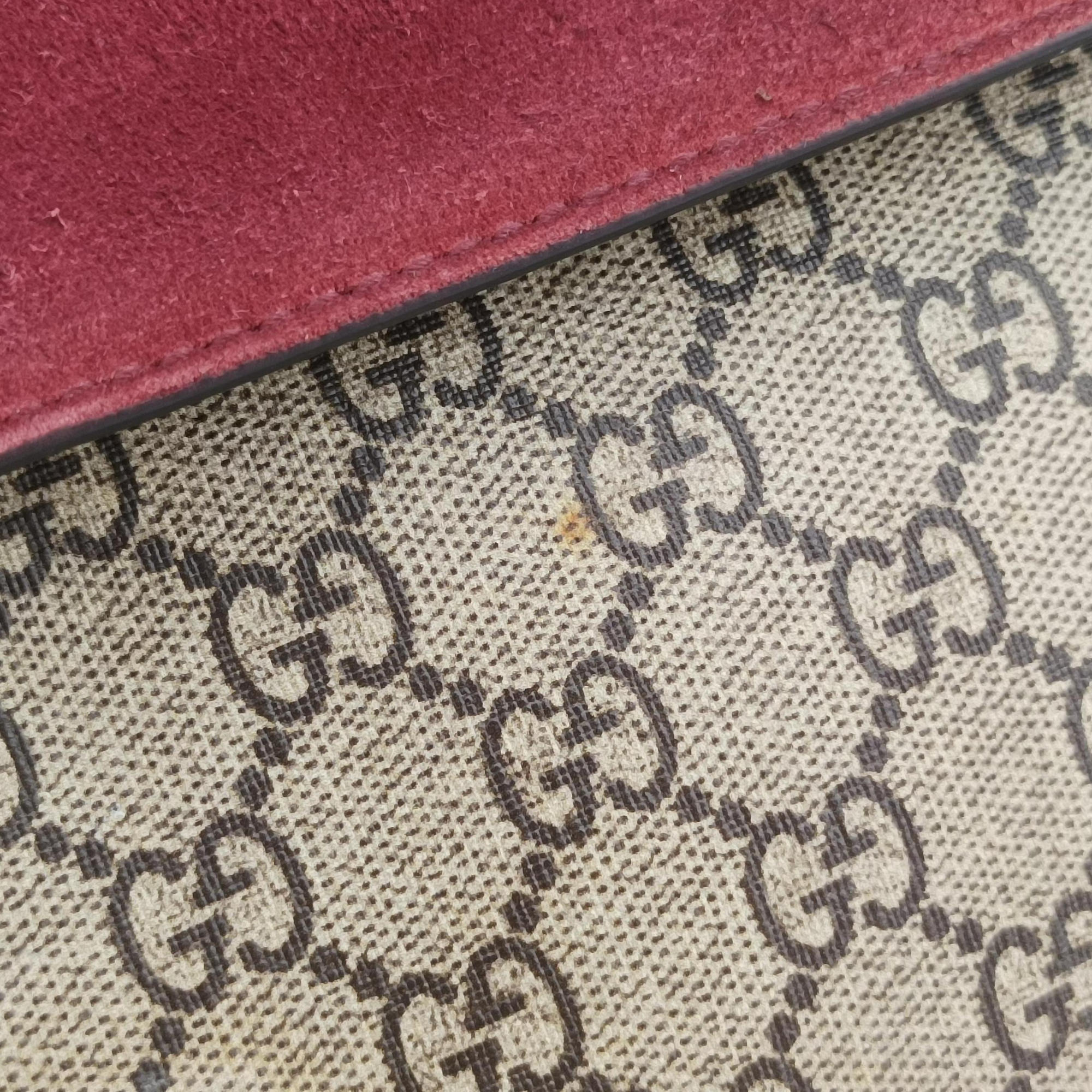 Pre-owned Gucci Dionysus beige×red×multi PVC coated canvas × suede 400249 shoulderbag | stylenewstar