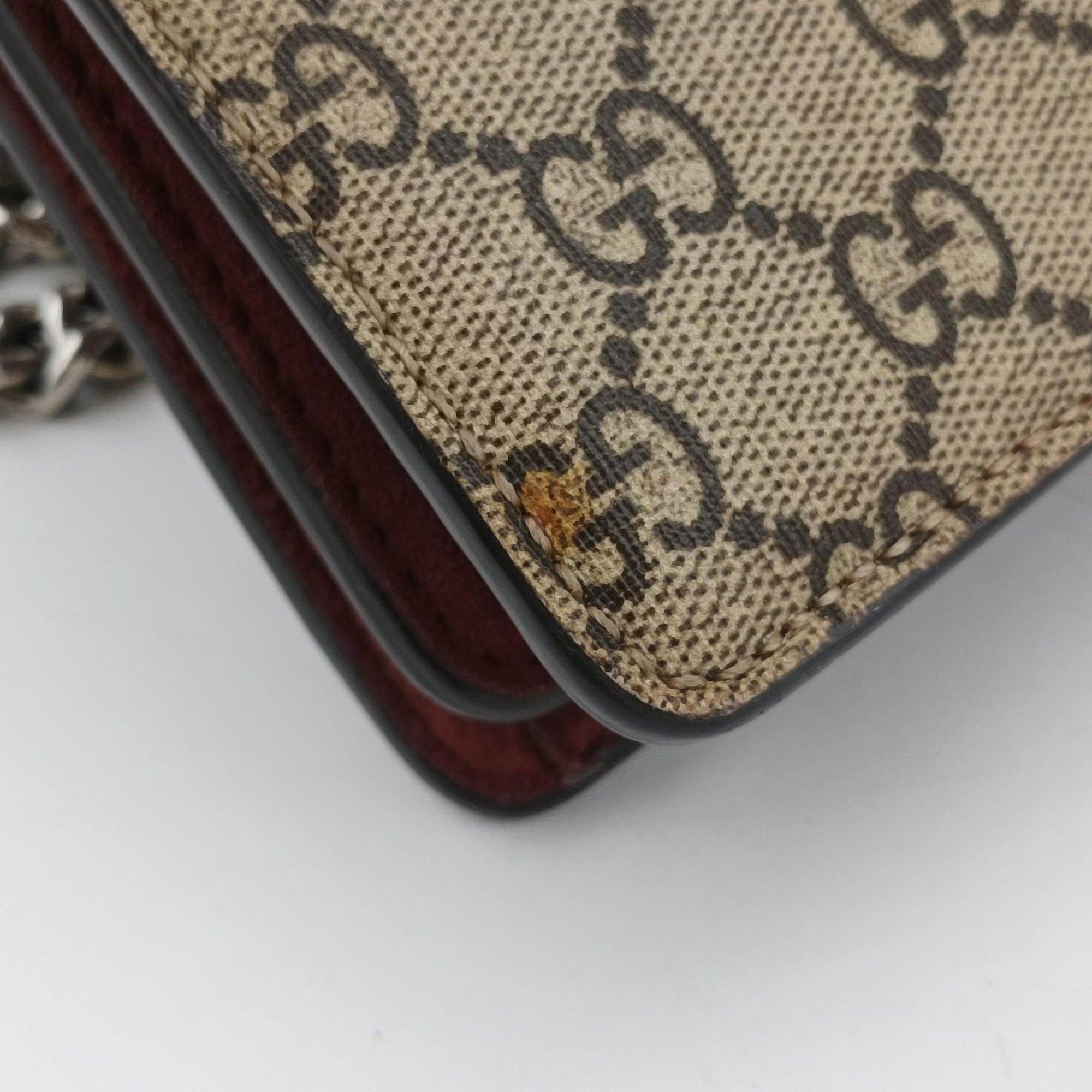 Pre-owned Gucci Dionysus beige×red×multi PVC coated canvas × suede 400249 shoulderbag | stylenewstar