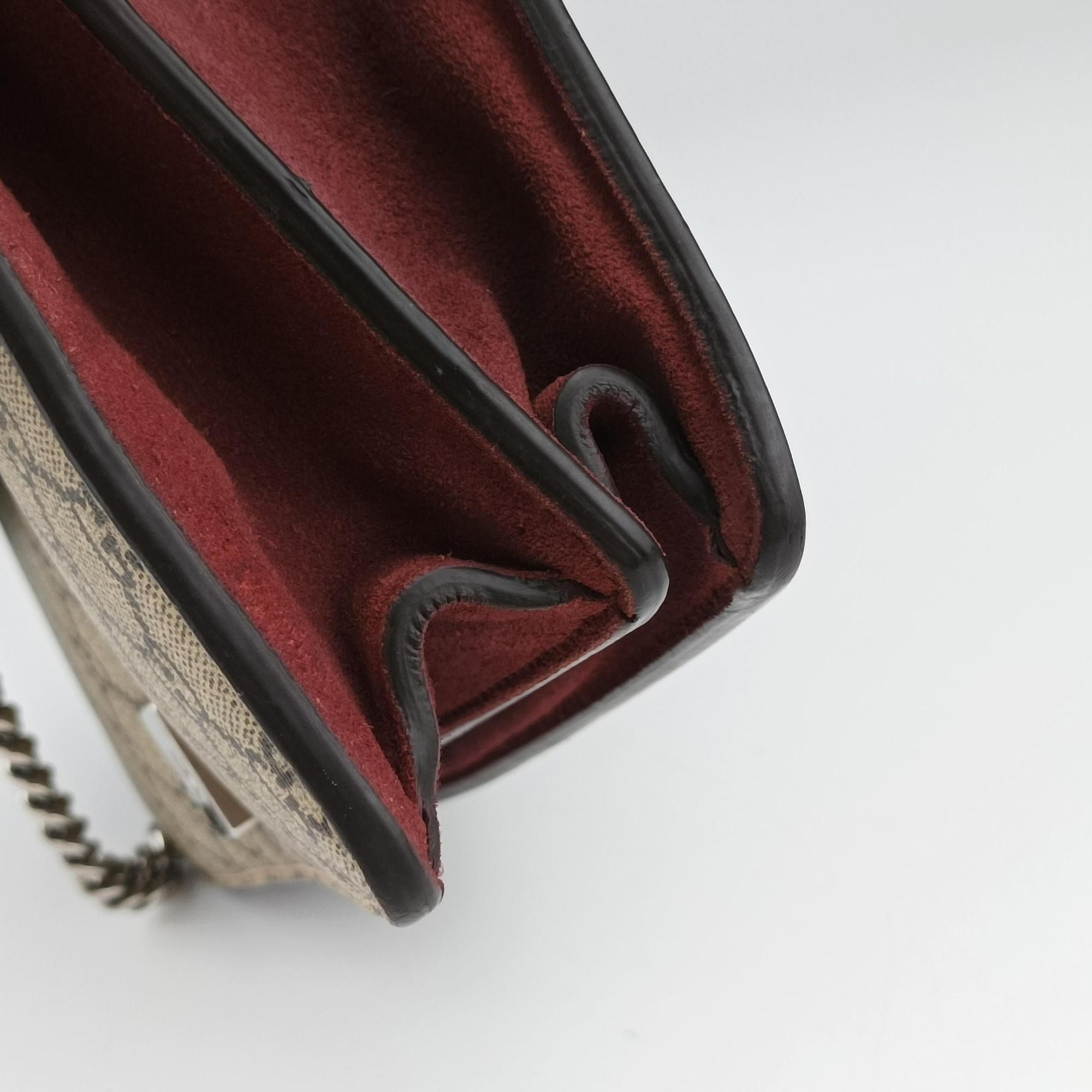 Pre-owned Gucci Dionysus beige×red×multi PVC coated canvas × suede 400249 shoulderbag | stylenewstar