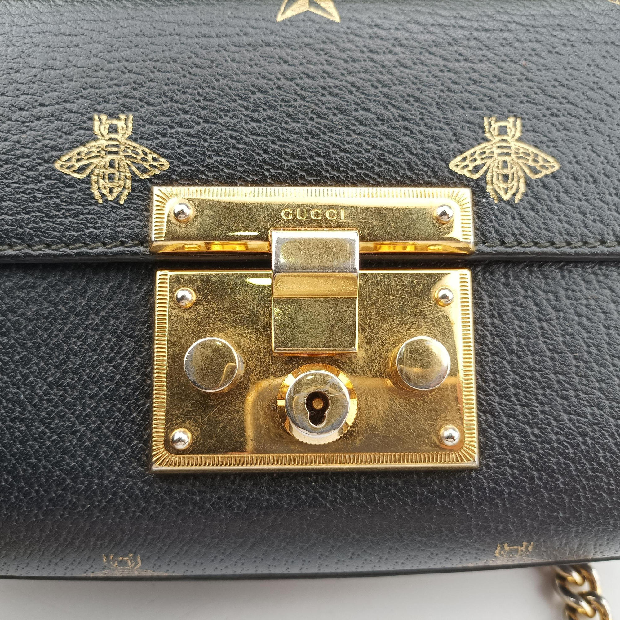 Pre-owned Gucci Padlock Black×golden Leather 432182 shoulderbag | stylenewstar