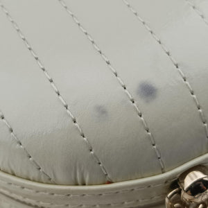 Vintage Chanel LA PAUSA Shiny Chevron Oval Tassel White Leather AS0204 shoulderbag | stylenewstar
