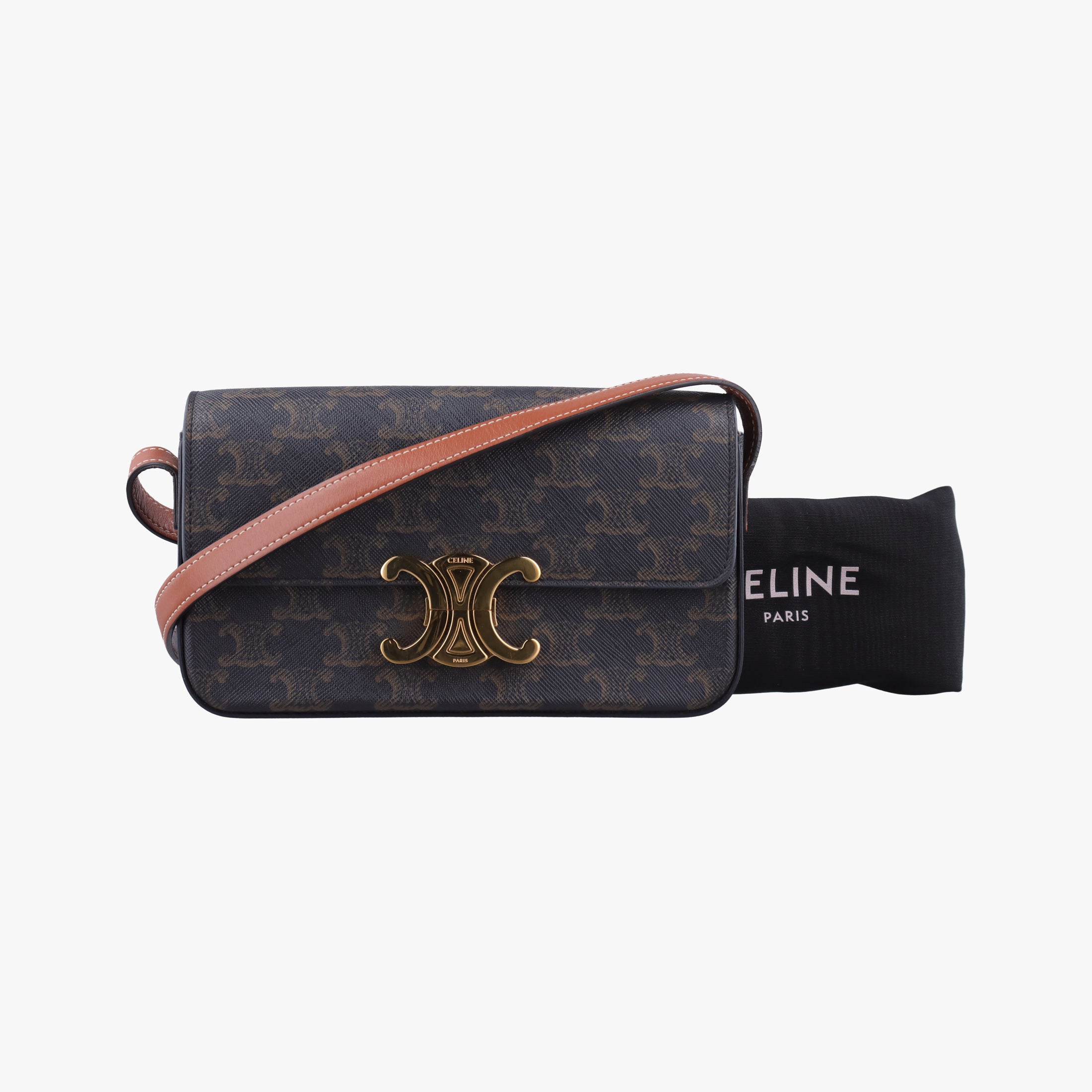 Pre-owned Celine TRIOMPHE Brown PVC coated canvas  shoulderbag | stylenewstar