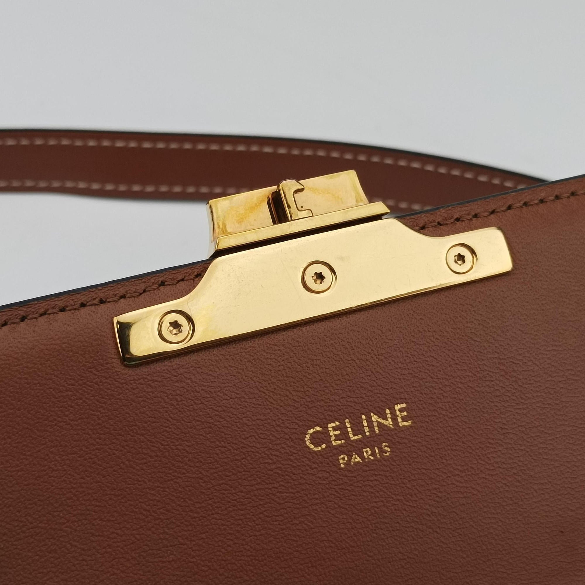 Pre-owned Celine TRIOMPHE Brown PVC coated canvas  shoulderbag | stylenewstar
